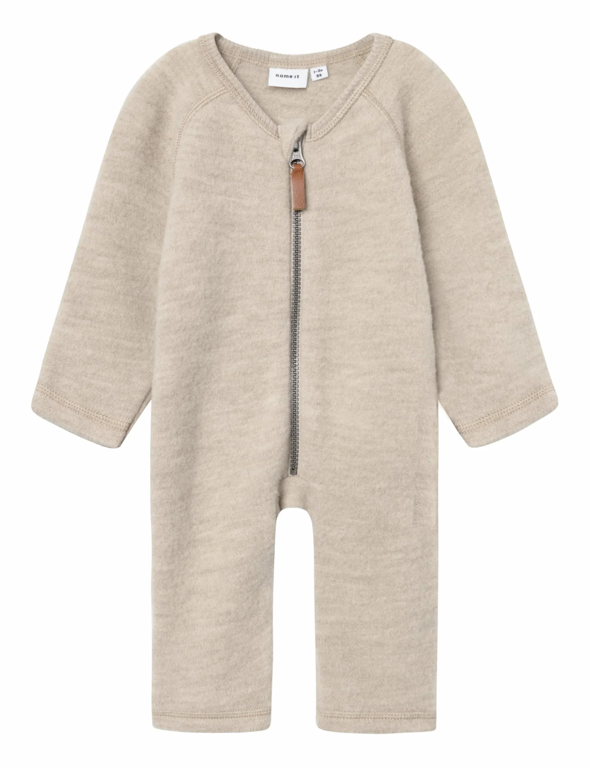 NAME IT Dziecięce śpioszki Nbfwmino Wool Bru Ls Suit Noos, beżowy, 74