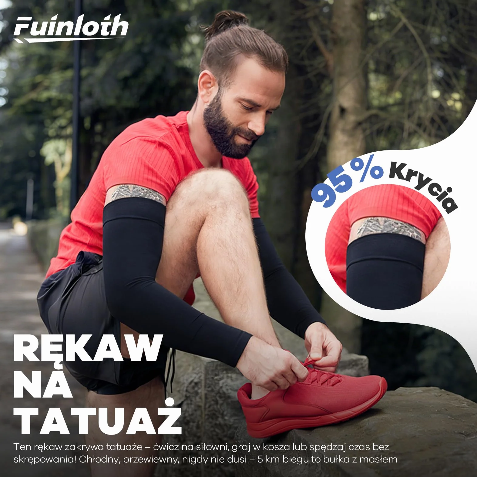 fuinloth Rękaw dla Mężczyzn i Kobiet z Ochroną Przeciw UV Kompresyjny Rękaw do Zakrywania Tatuaży i Sportu Rękawy