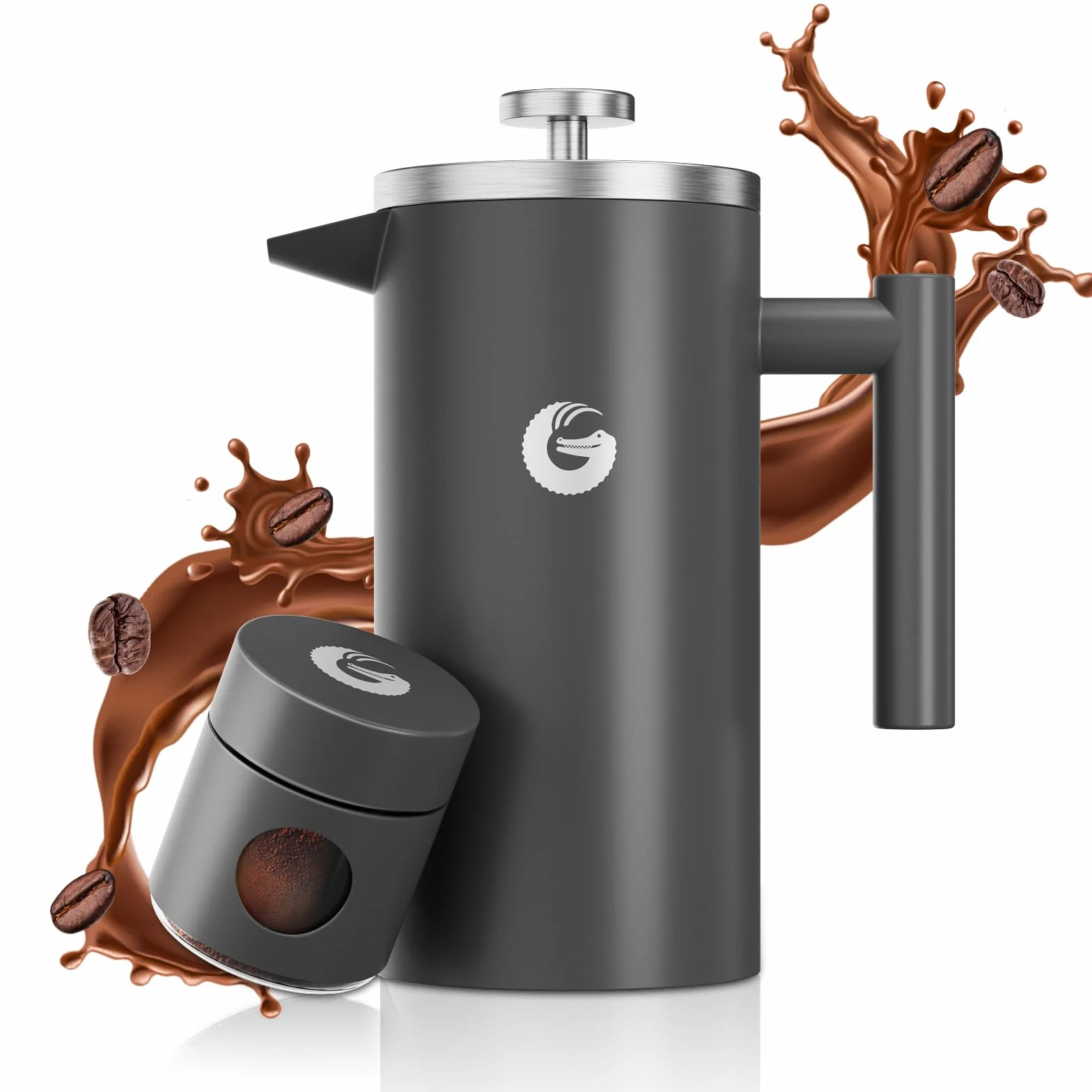 Coffee Gator Cafetiere French Press plus mini pojemnik na słoiki, izolowana prasa do kawy z podwójnymi ściankami z filtrem ze stali nierdzewnej, zaparzacz do herbaty na gorąco i zimno, 1 litr (4-8