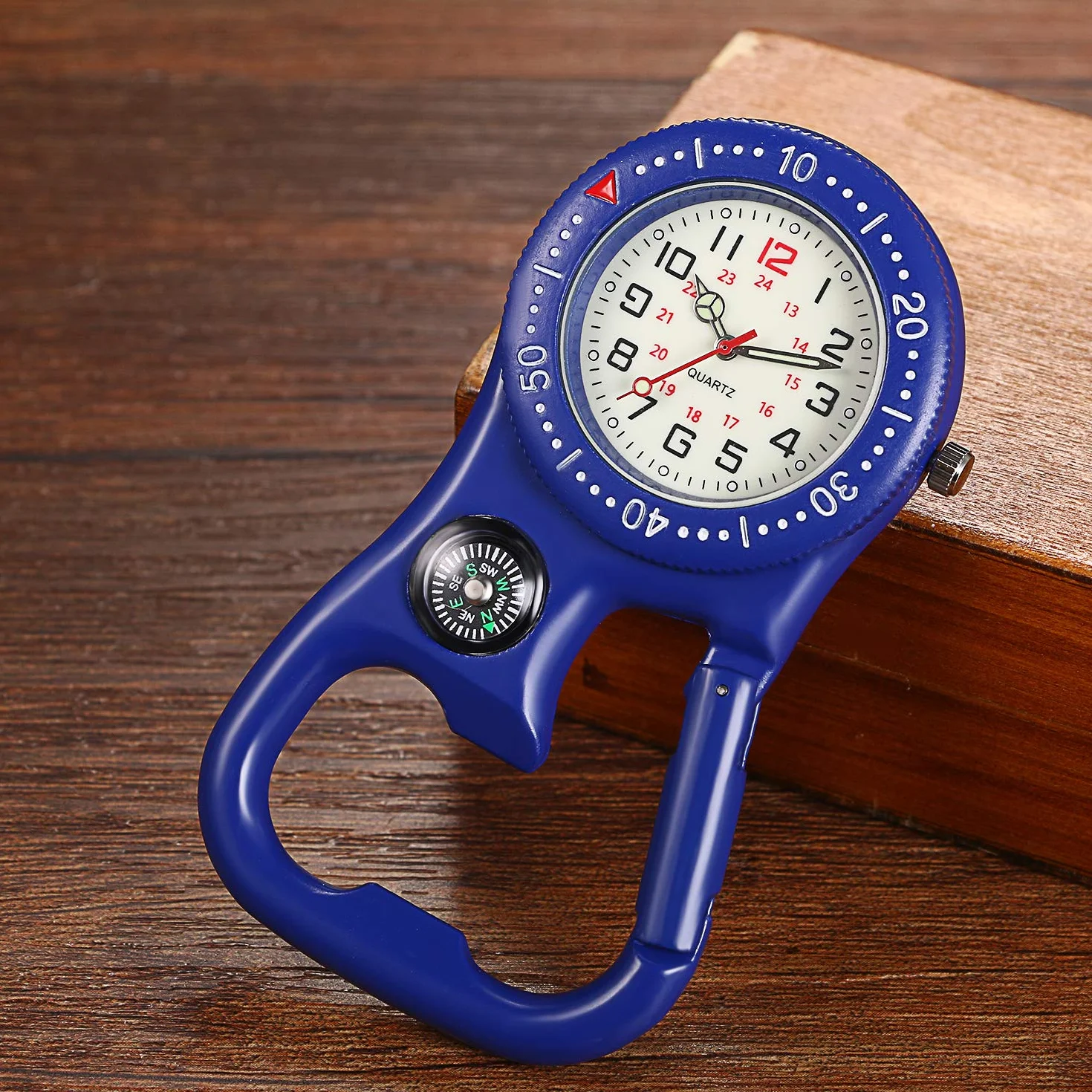 Zegarek kieszonkowy z karabińczykiem Avaner Unisex FOB analogowy mechanizm kwarcowy zegarek dla pielęgniarki do wspinaczki sport, czarny+niebieski