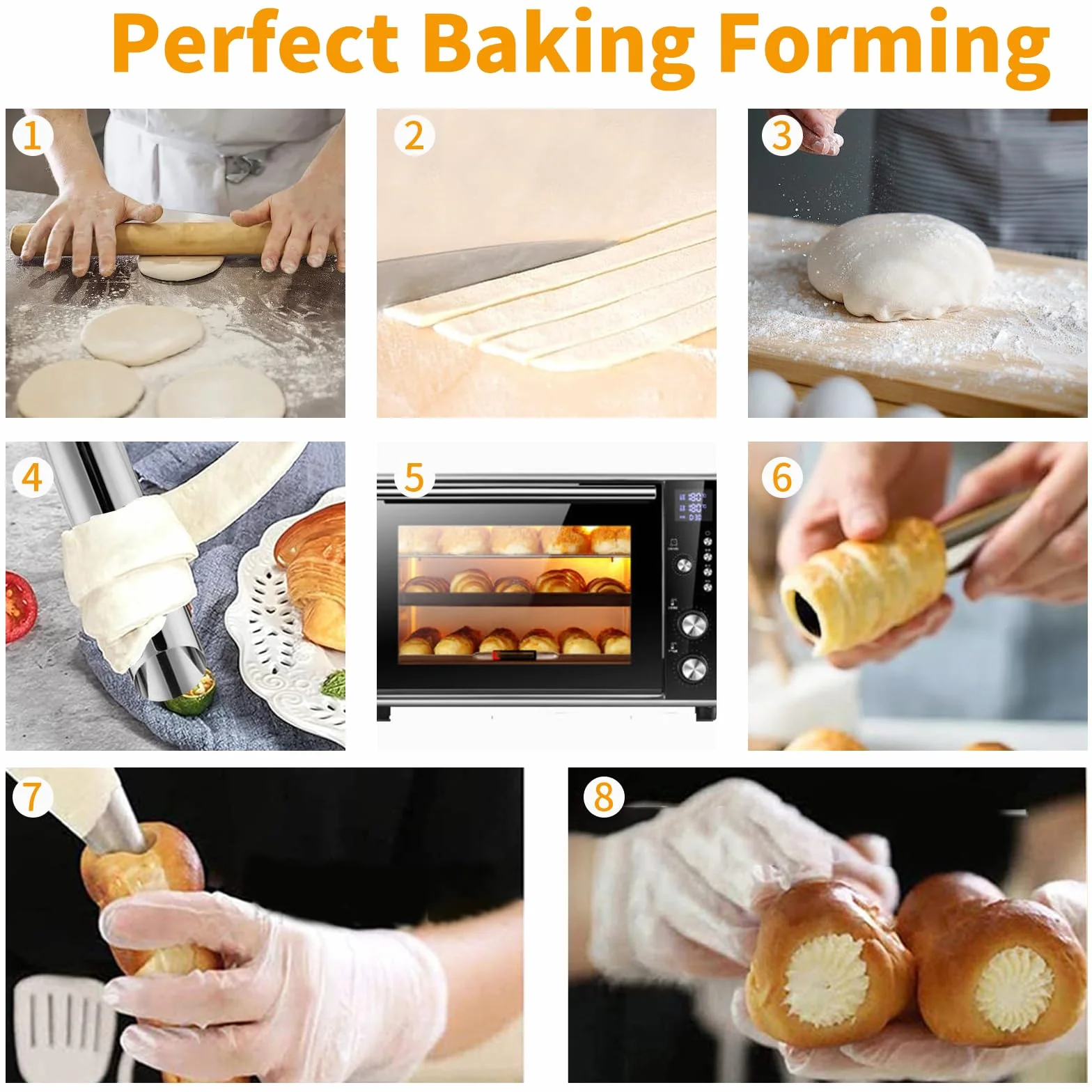 Foremki do pieczenia Cannoli Ciciliani ze stali nierdzewnej 12,5 cm 12 sztuk nieprzywierające