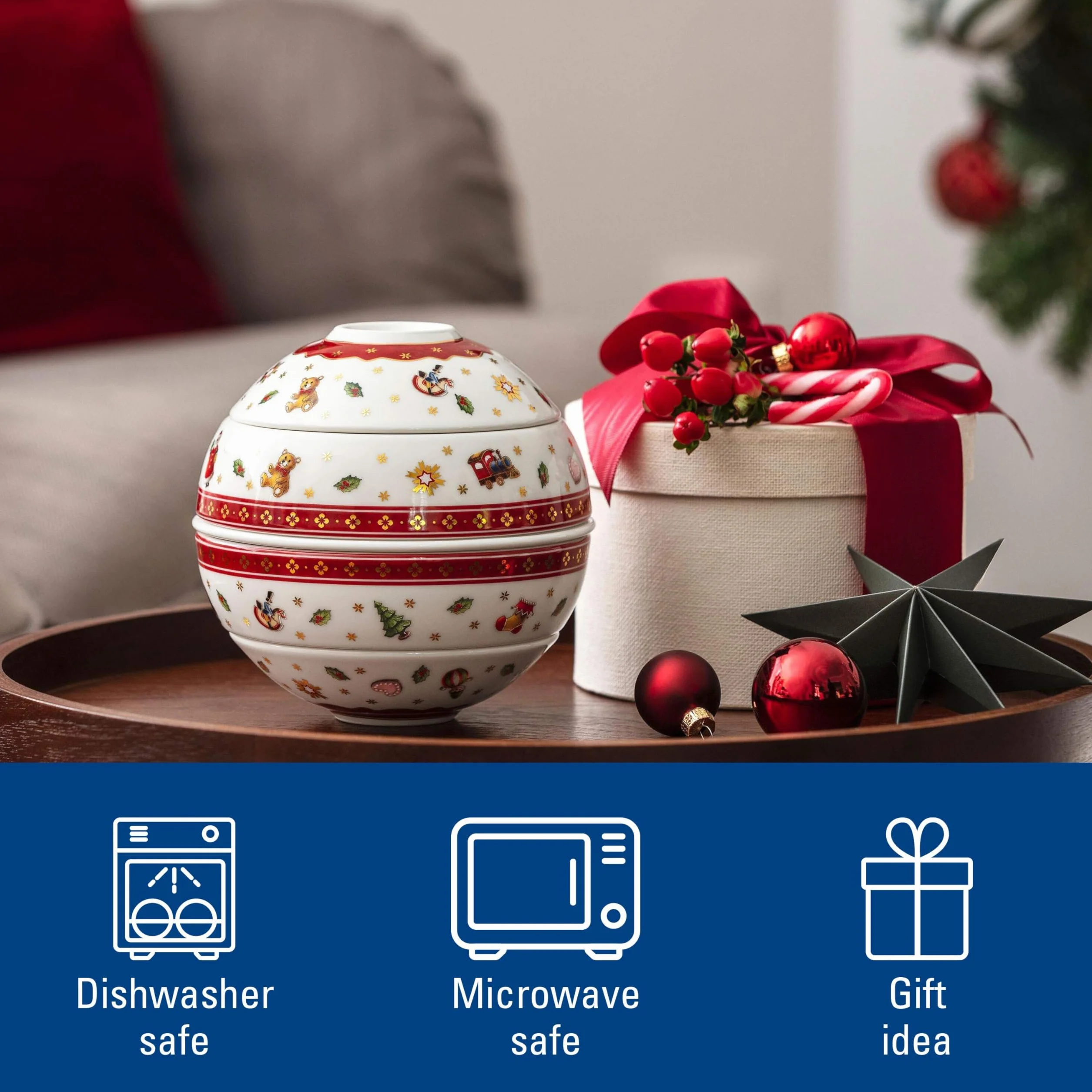 Villeroy & Boch – Toy's Delight La petite Boule, komplet naczyń porcelanowych, naczynia świąteczne, zestaw misek, można myć w zmywarce, można używać w kuchence mikrofalowej, wielokolorowy
