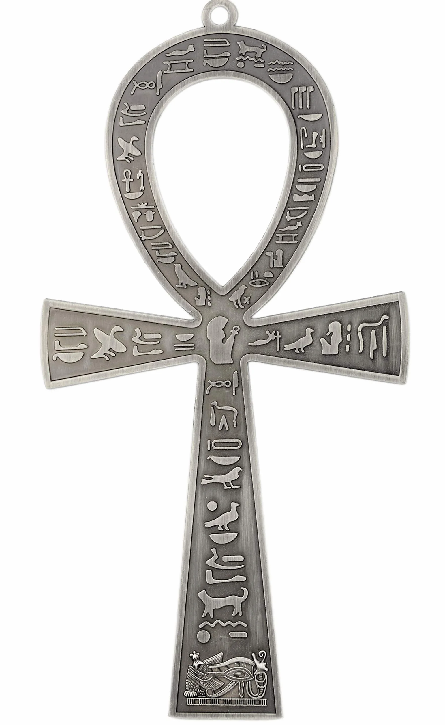 Duży metalowy egipski krzyż ANKH antyczne srebro