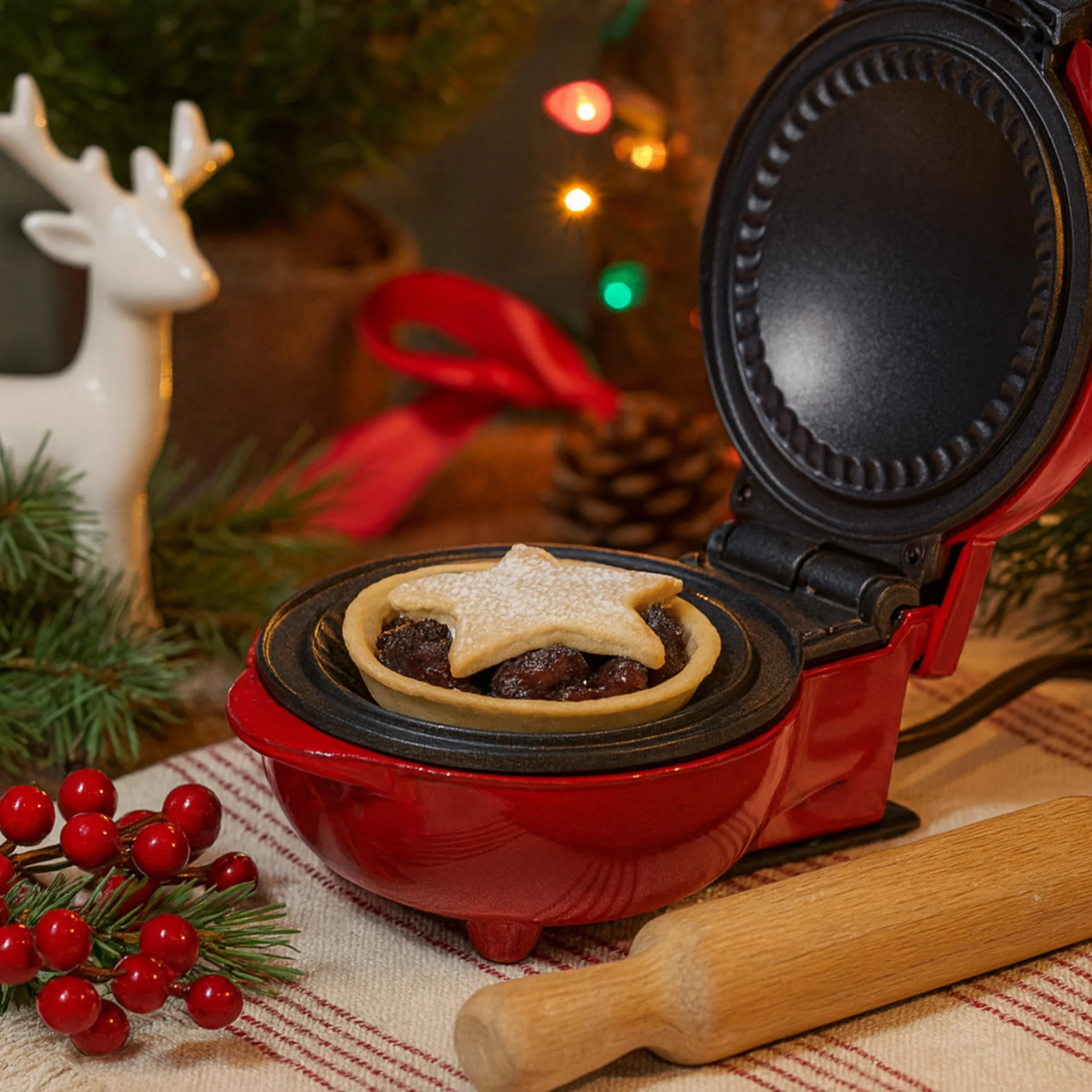 Giles & Posner EK4914 Mini maszyna do robienia ciast, płyta nieprzywierająca 12,5 cm, podgrzewanie wstępne 3 min, krawędź do zaciskania