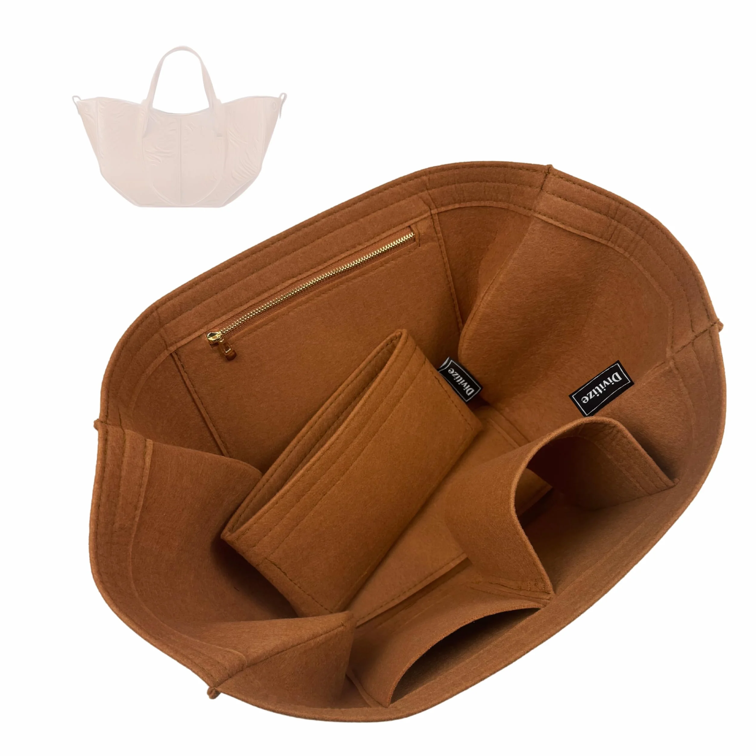 Divitize Premium Organizer kompatybilny z Cyme Mini/Large - w ręcznie robionym filcu, całkowite pokrycie, wzmocniona podstawa, wykonanie na zamówienie, 24+ kolorów (Sienna, dla Mini Cym*)