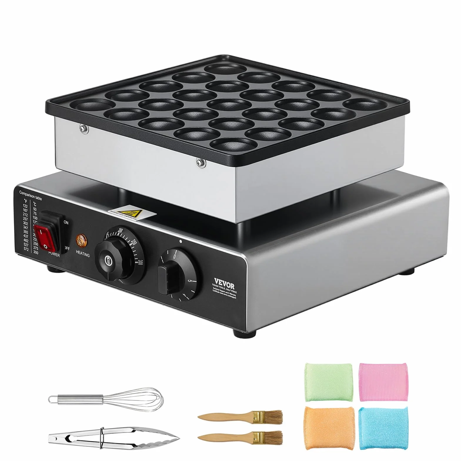 VEVOR Mini maszynka do naleśników, gofrownica Poffertjes 43 mm, stal nierdzewna, elektryczna