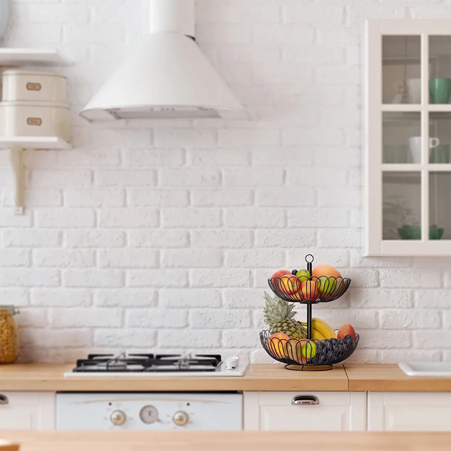 Chefarone® Półmisek na Owoce 33 cm Czarna Etażerka XL z Miseczkami