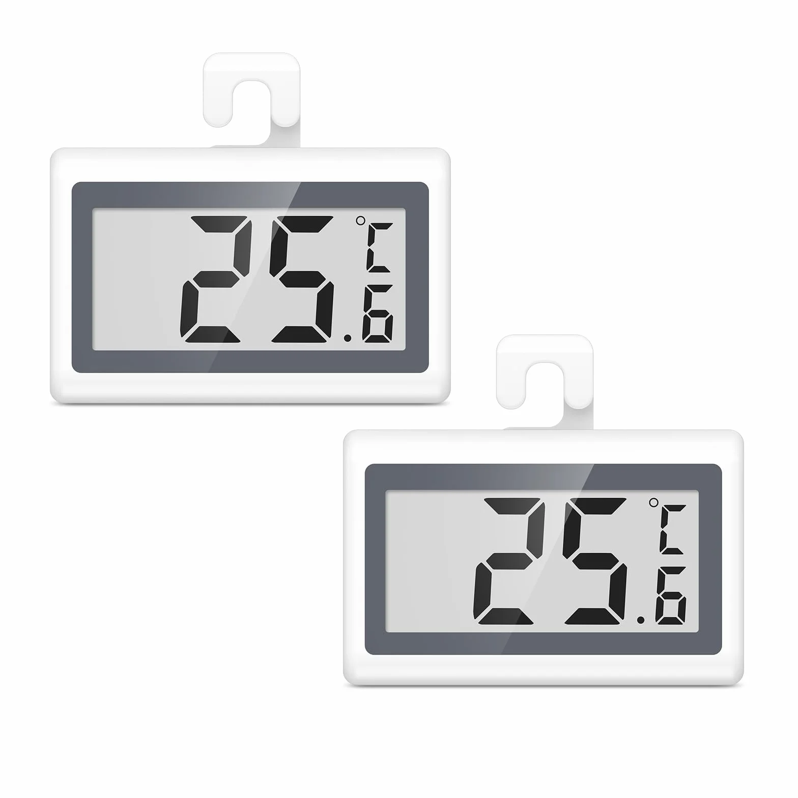 ORIA Cyfrowy termometr do lodówki 2 sztuki z dużym ekranem LCD, przełączanie ℃/℉, alarm mrozu