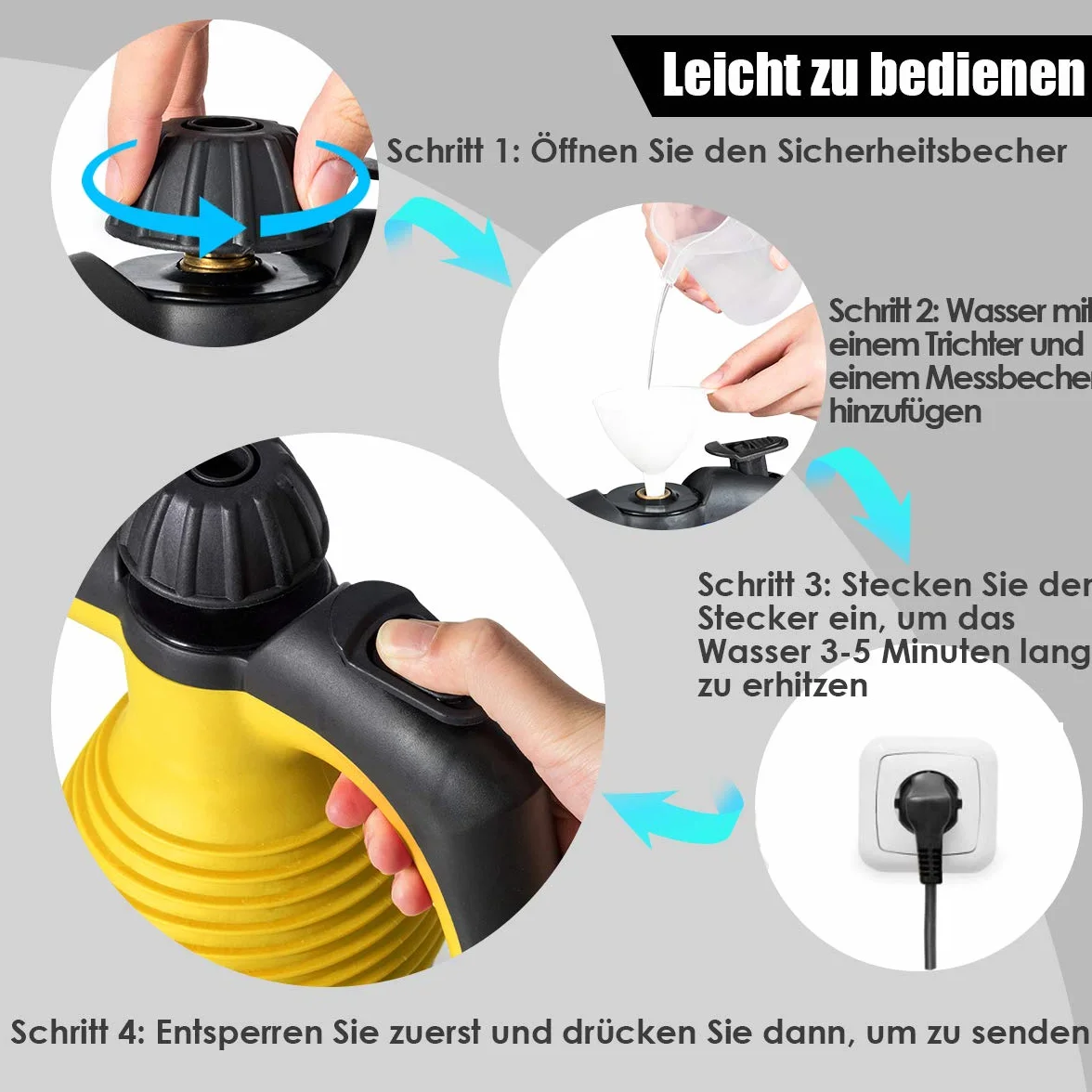 GOPLUS Ręczna myjka parowa 1050 W 3 bar 135℃ Steam Cleaner 9 akcesoriów