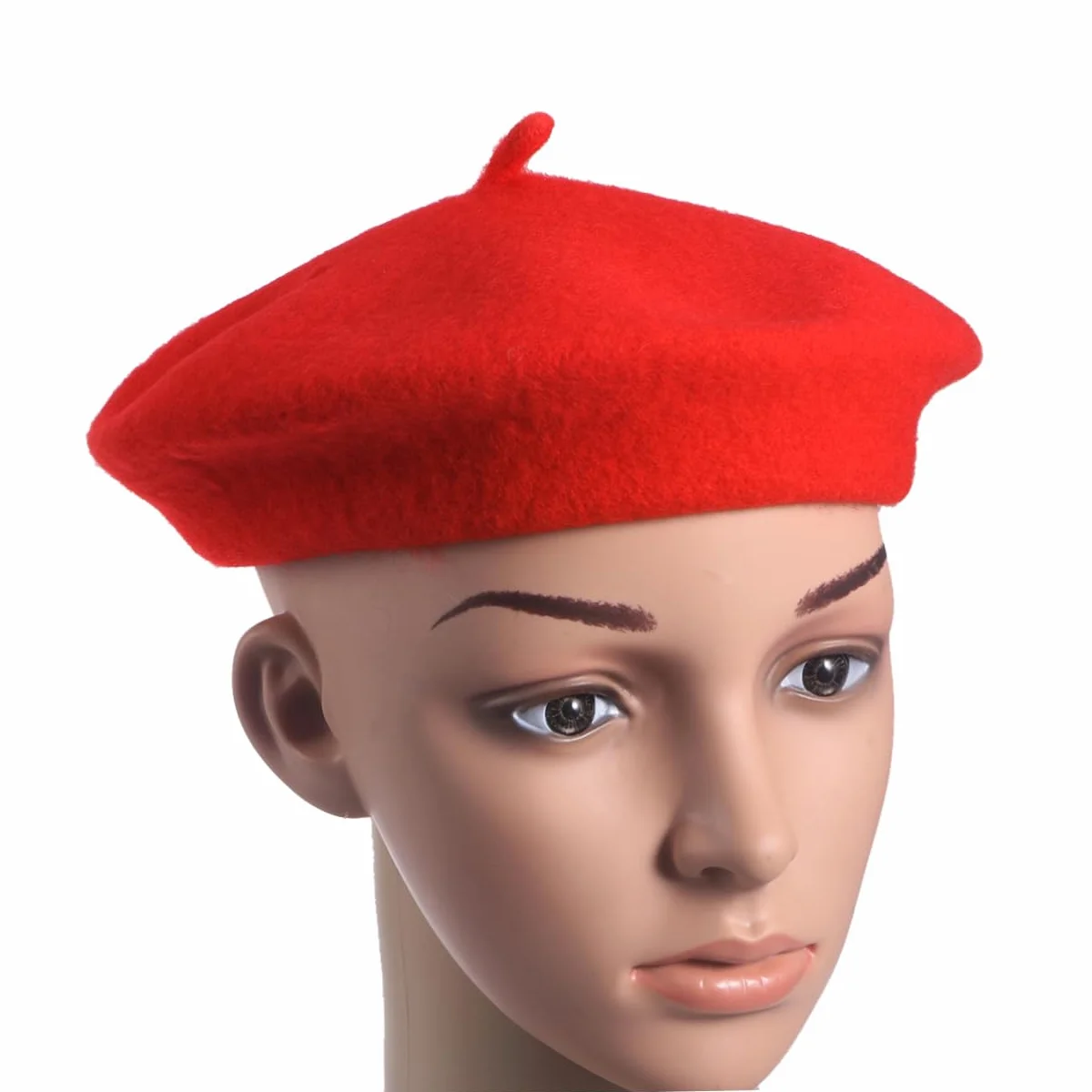 Przytulny Dziecięcy Beret Dziewczęcy Jednolity Czerwony Ciepły Wełniany Beanie Na Sezon