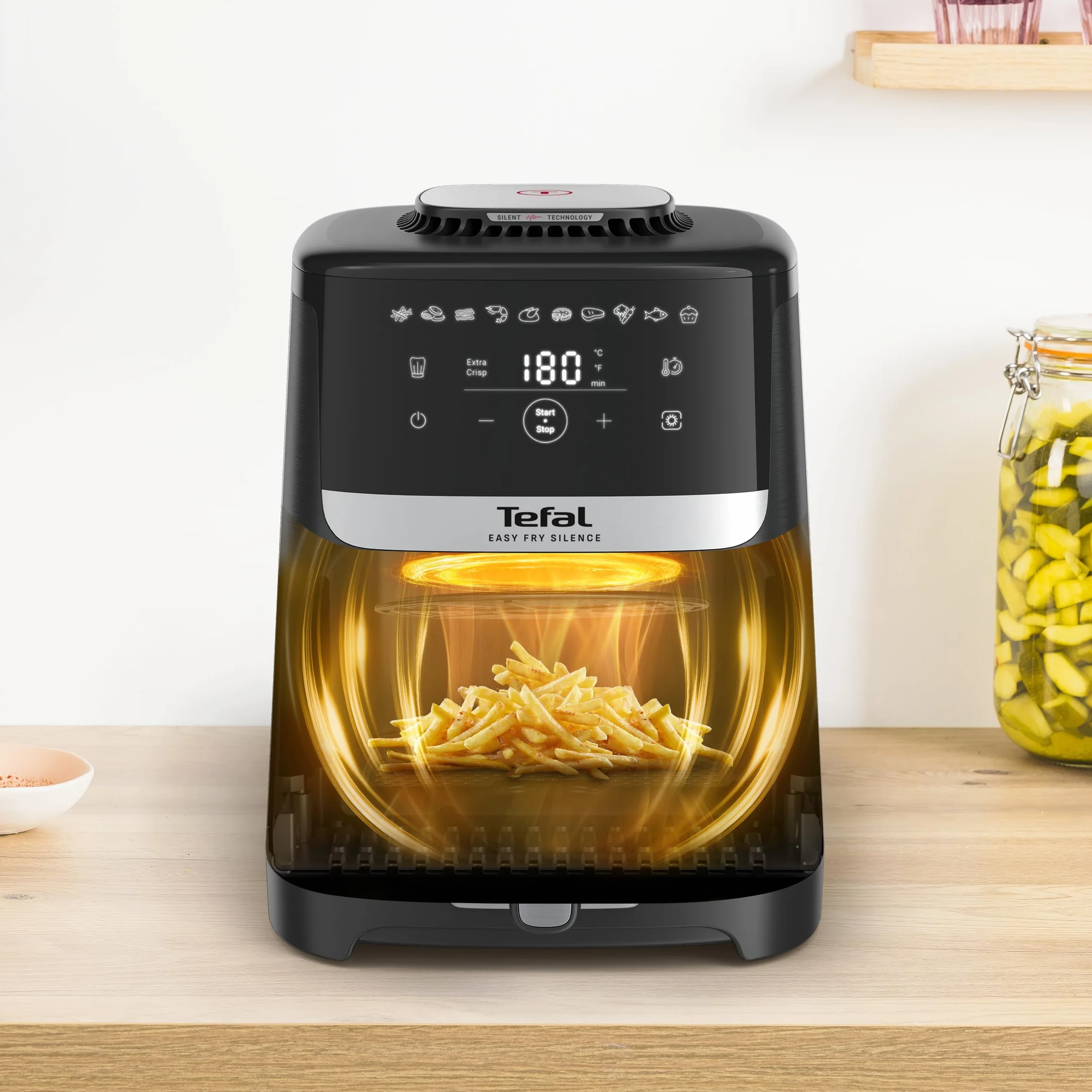 TEFAL EY5528 Frytkownica beztłuszczowa Easy Fry Silence 1670W 5l 40-220°C czarna