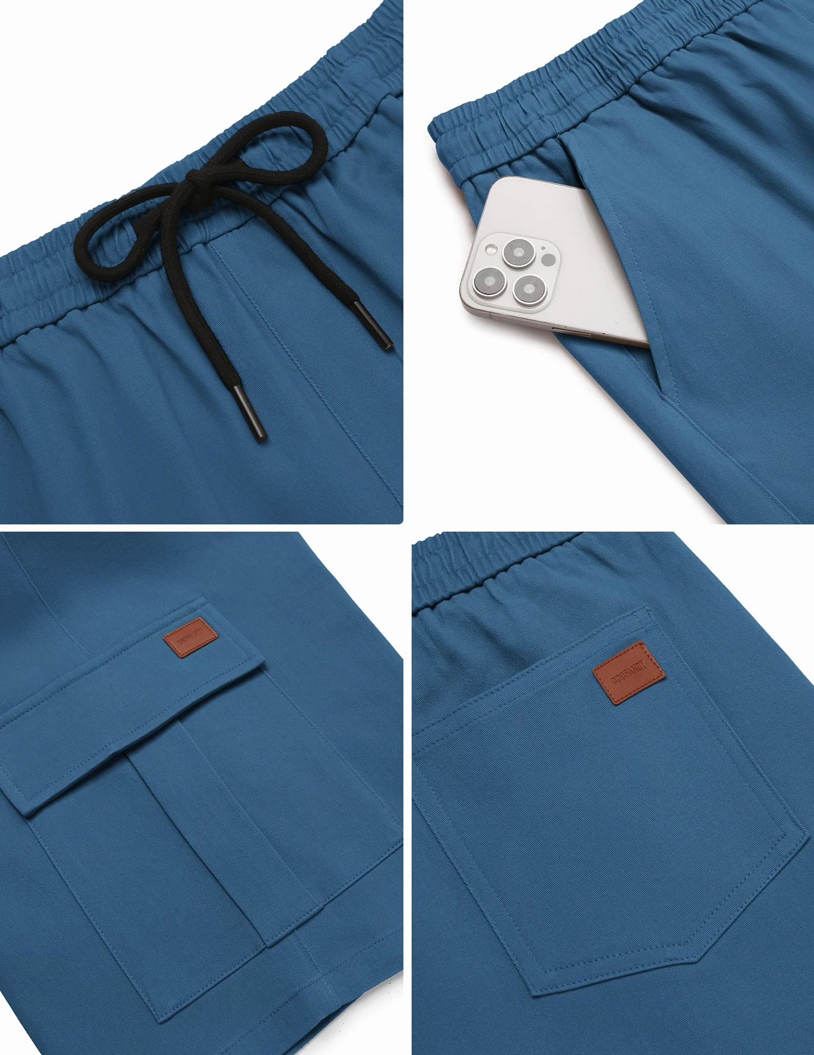 COOFANDY Krótkie spodenki męskie, bawełniane, cargo, spodenki rekreacyjne, krótkie, elastyczna talia, lato, chinosy, z kieszeniami, S-3XL