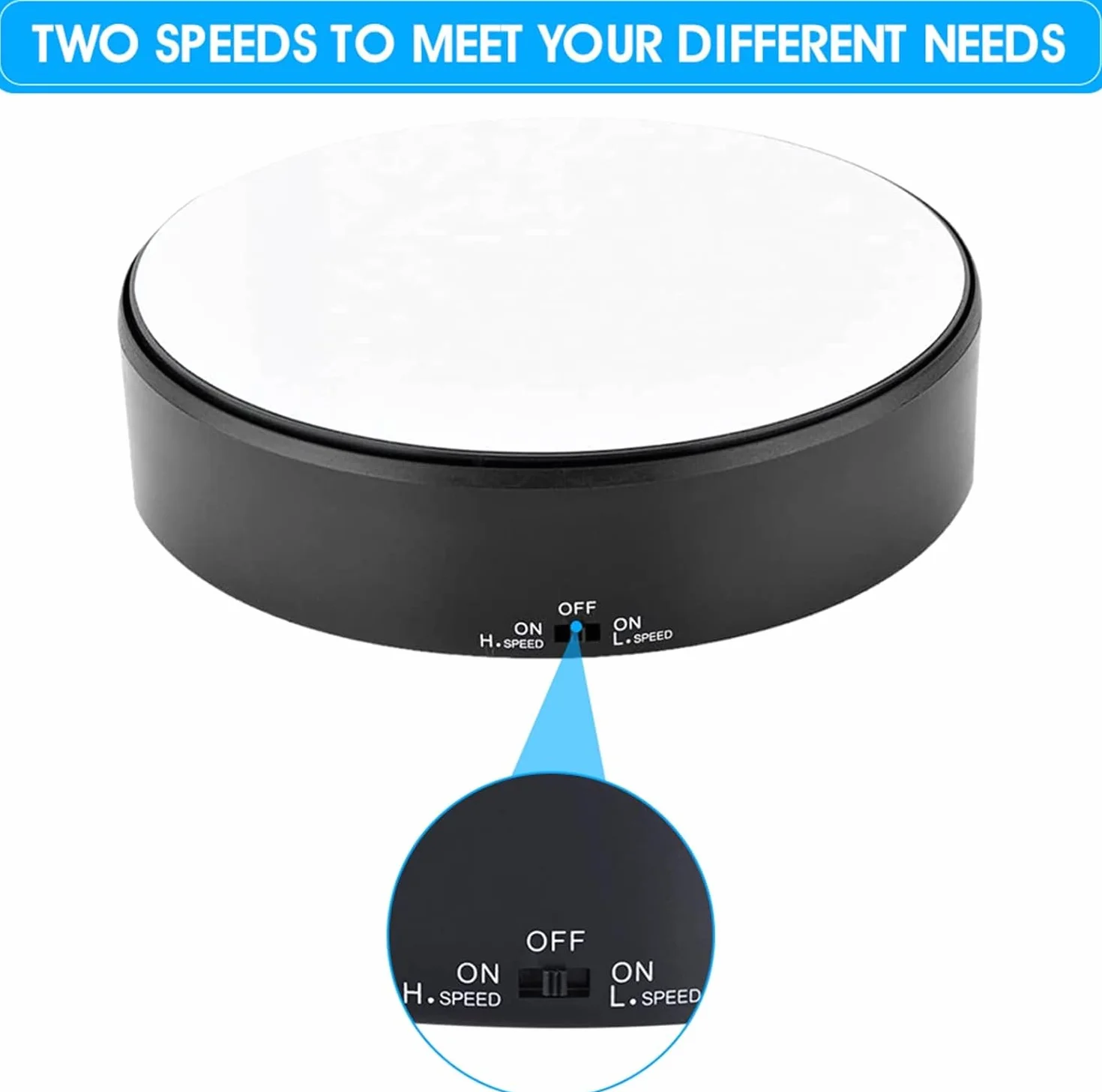 Battery Powered Display Turntable, 1.5kg Load Bearing Speed Adjustable Rotating Mirror Display Stand for Shop Home Display