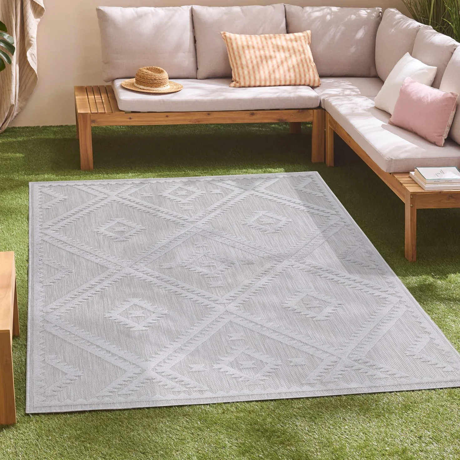 carpet city Dywan do wnętrz i na zewnątrz – 60 x 110 cm – do użytku wewnątrz i na zewnątrz – odporny na warunki atmosferyczne, na balkon, taras, do korytarza, kuchni – dywan do salonu – wysoka