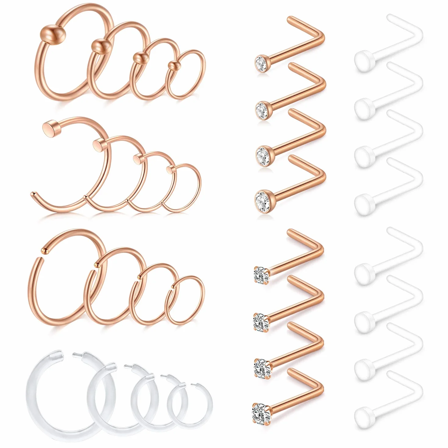 D.Bella Nez Stud Piercing 18G ze stali nierdzewnej Chirurgiczny nos nozdrza Piercing Cyrkonia 1,5/2,0/2,5 mm Piercing nos, ćwieki, piercing, biżuteria dla kobiet, mężczyzn