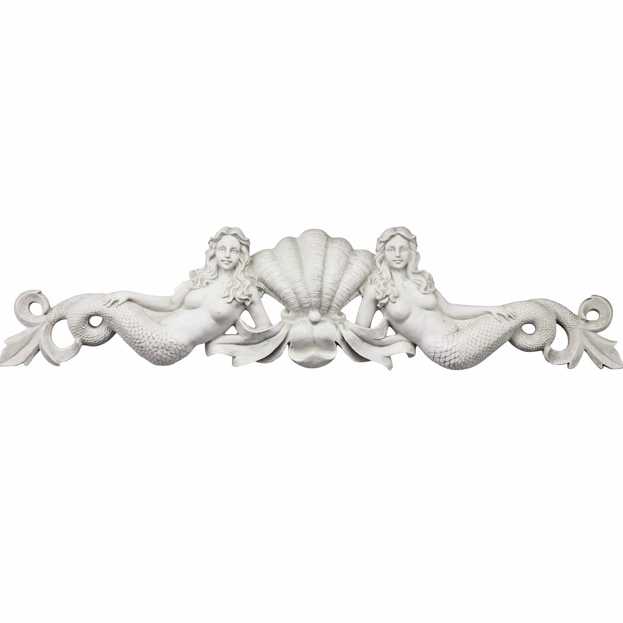Design Toscano Syrenka fronton nad drzwiami 100 cm żywica poliestrowa dekoracja ścienna