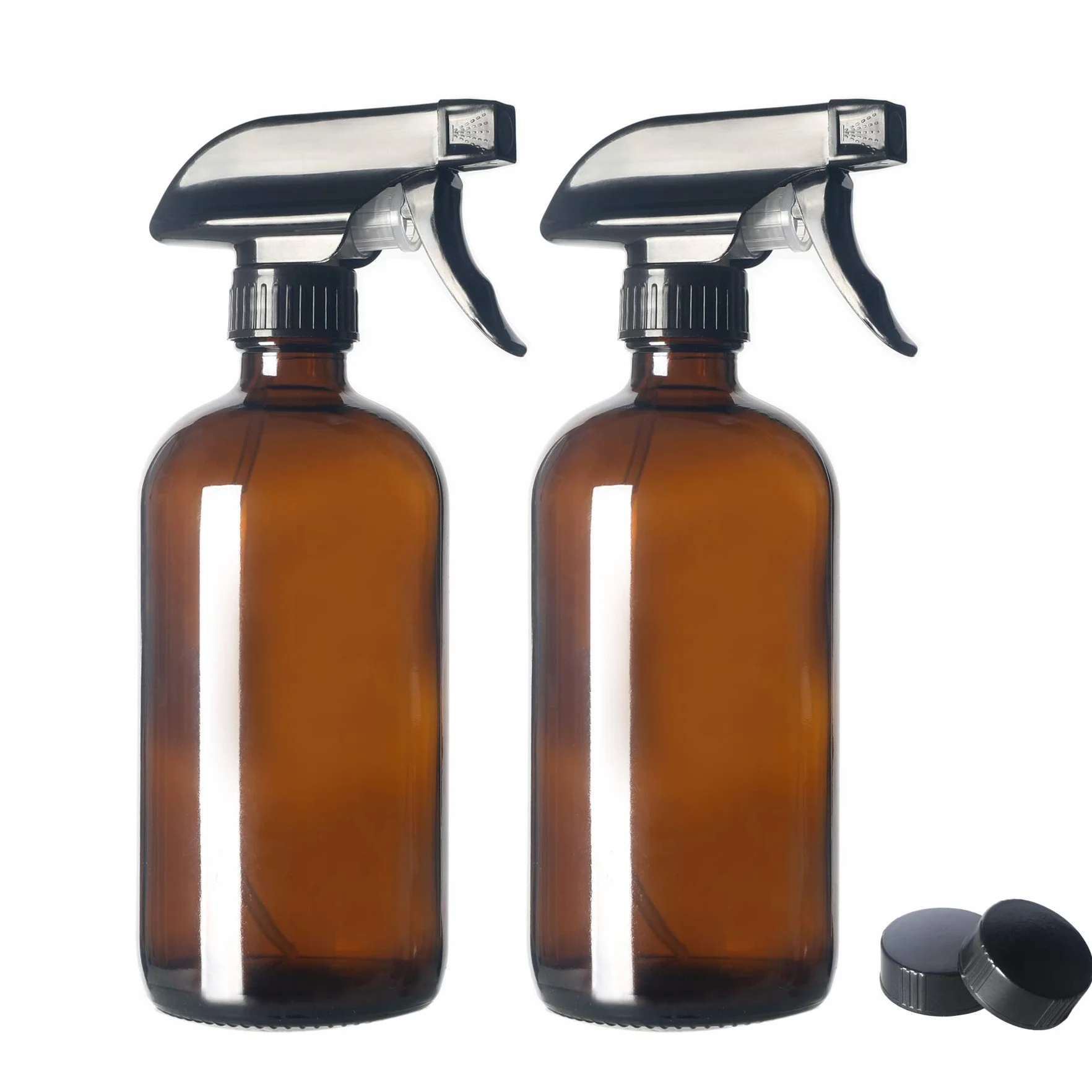 Magic Season Amber Boston okrągłe szklane butelki 480 ml z opryskiwaczem spustowym 2 szt.