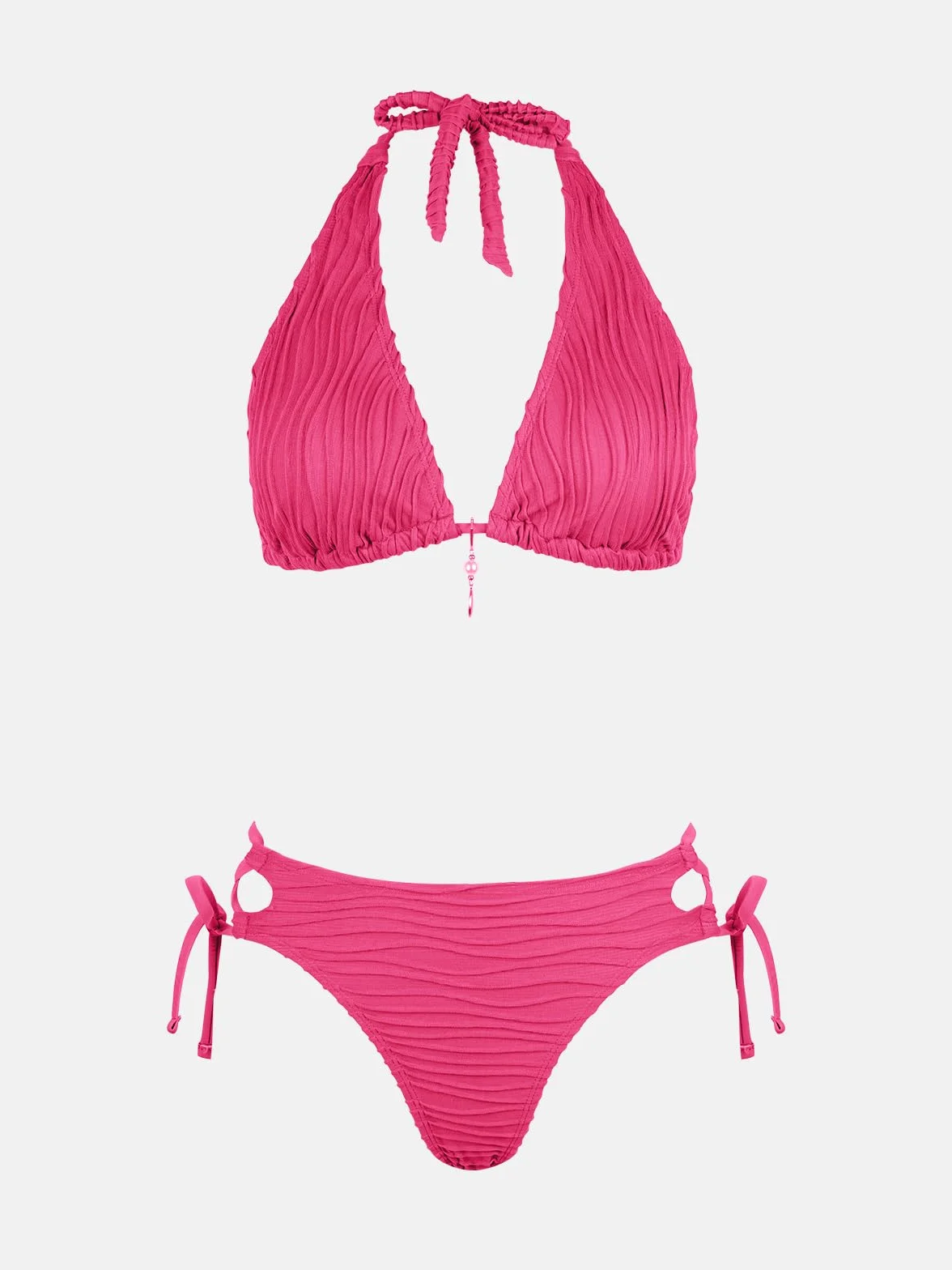 CUPSHE Damskie zestawy bikini dwuczęściowy strój kąpielowy głęboki dekolt wiązana na szyi bezczelny dół niski stan paski krawat boczny