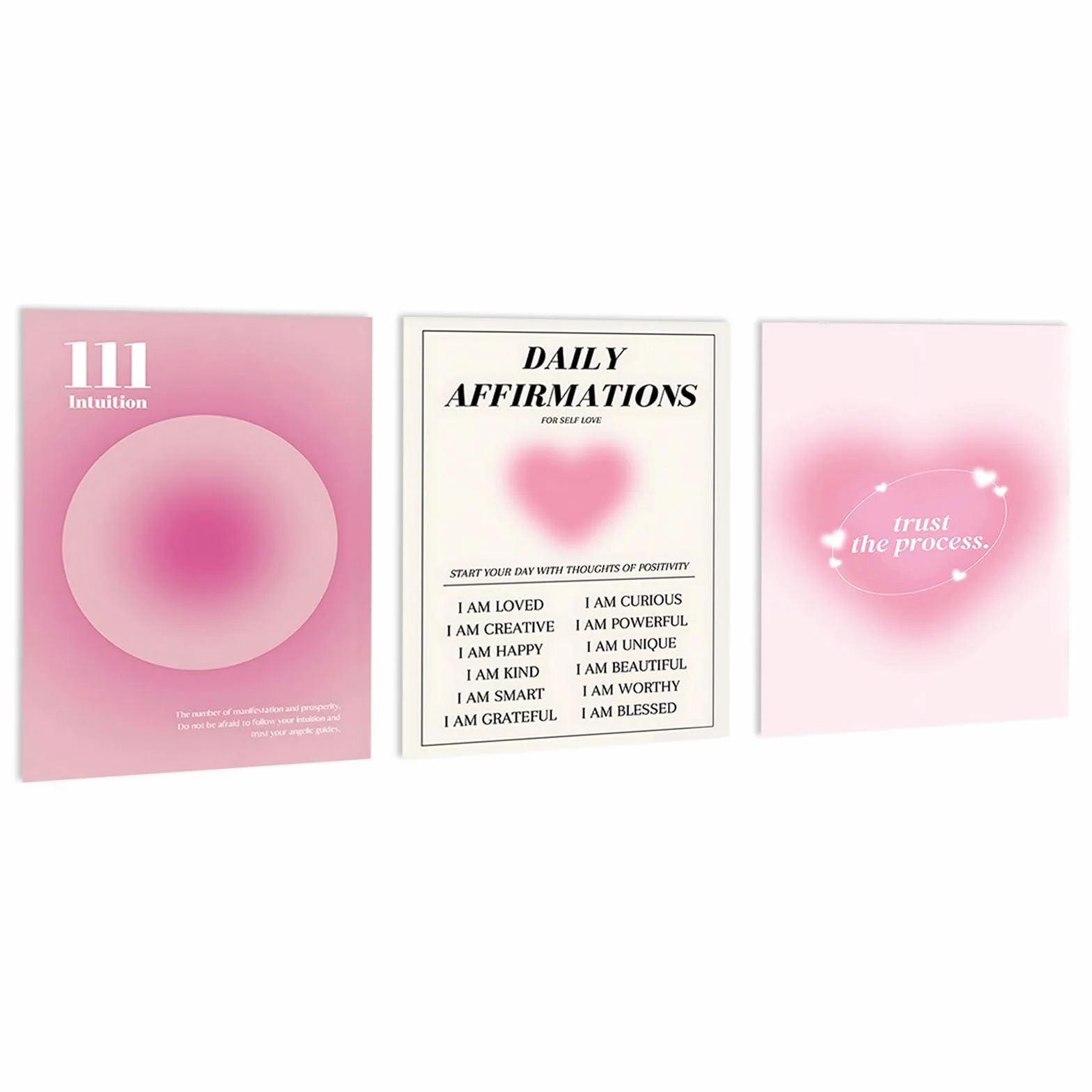 Zestaw plakatów Aesthetic Clean Girl 3 sztuki dekoracja pokoju różowa