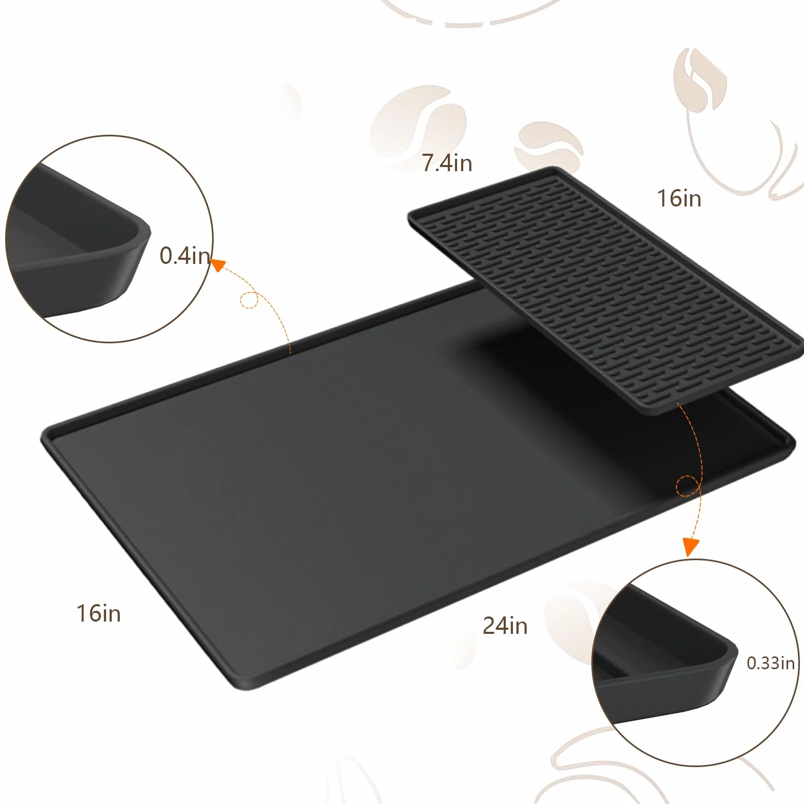 Silikonowa mata pod ekspres do kawy 60x40 cm czarna