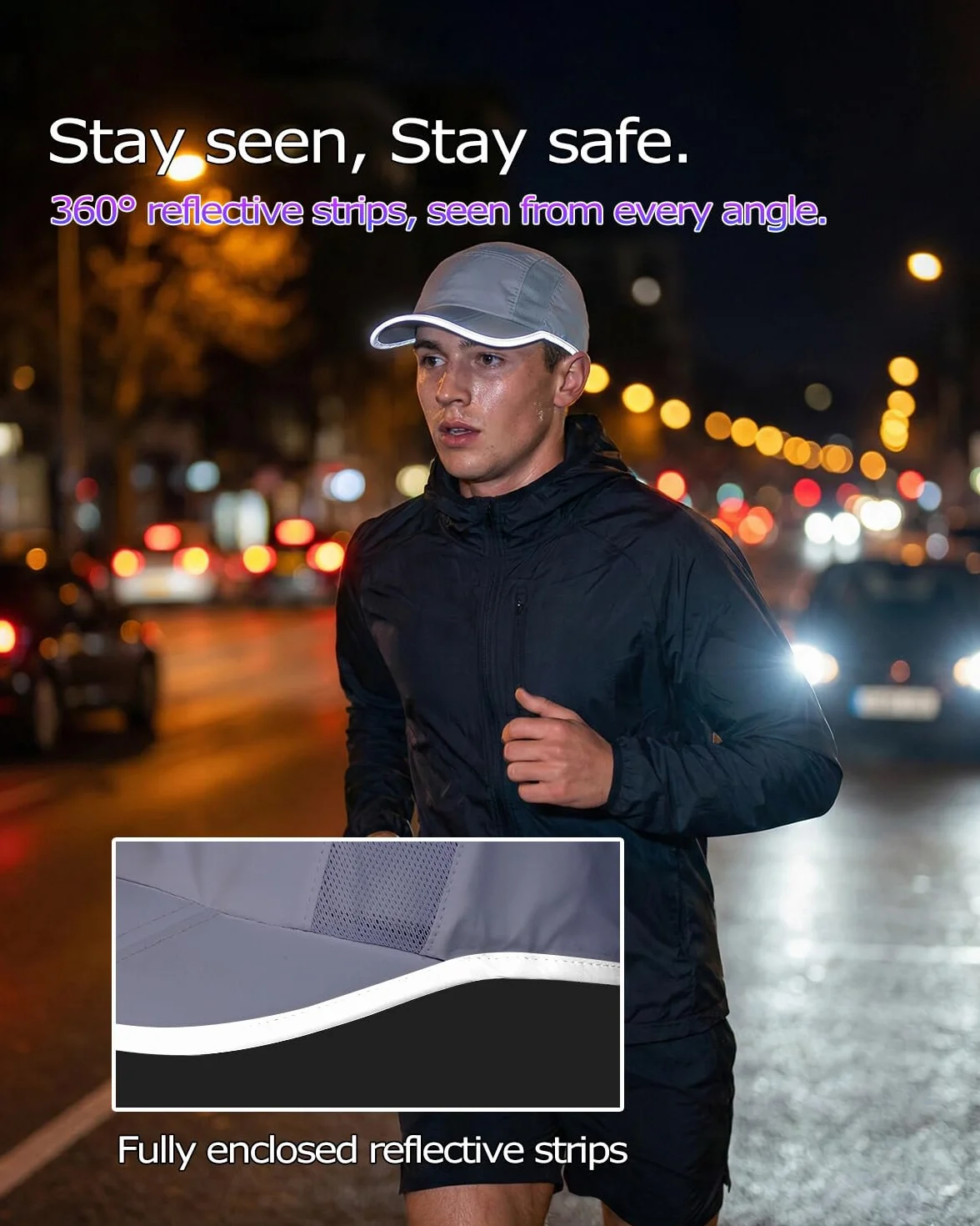 Zylioo M/L/XL/XL/XXL składane czapki z daszkiem do biegania na dużą głowę, szybkoschnące lekkie czapki baseballowe, pakowalna czapka sportowa do uprawiania sportu