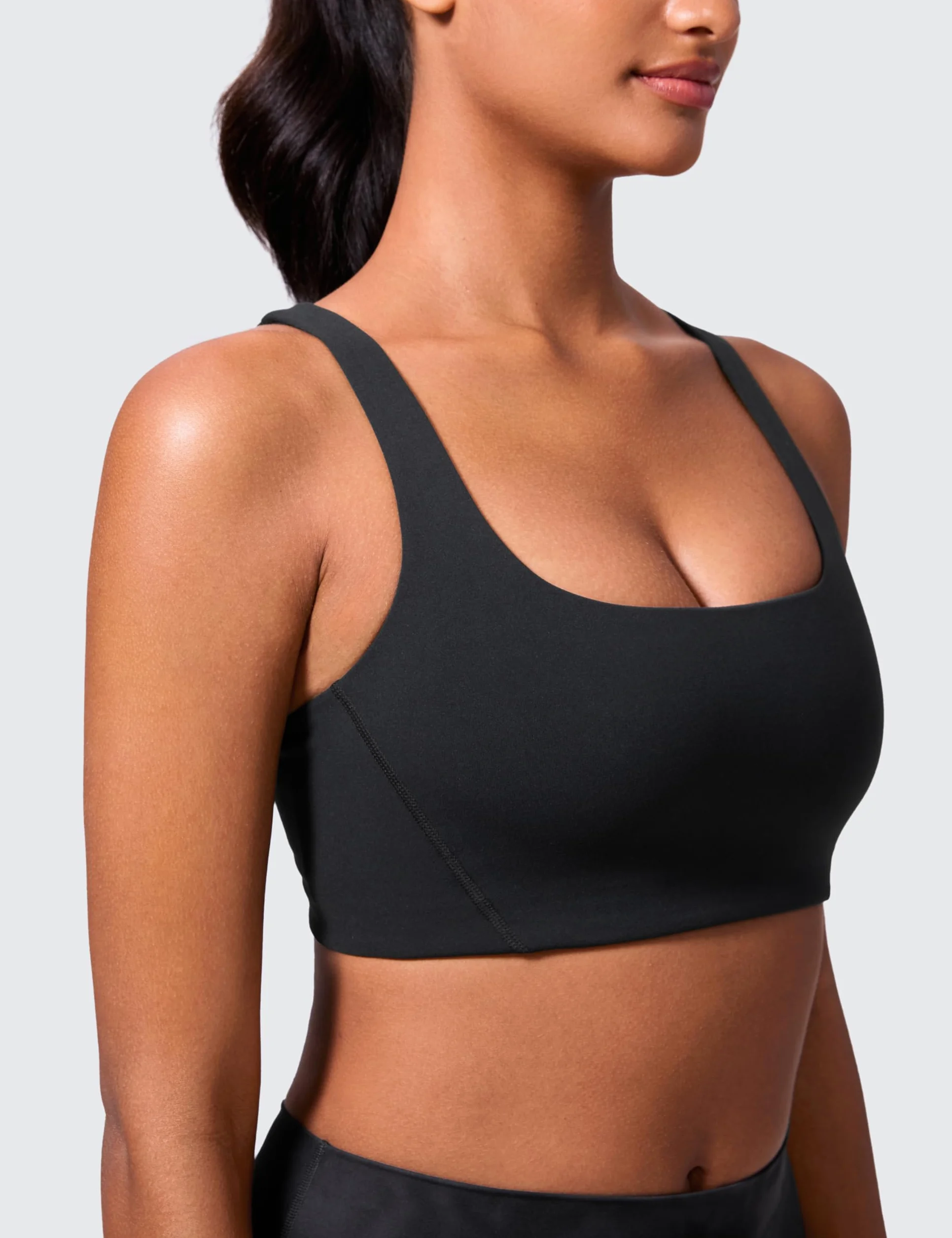 CRZ YOGA BBiustonosz sportowy Butterlift Double Lined Square Neck dla kobiet – bez fiszbin z odkrytymi plecami w kształcie litery V do ćwiczeń i jogi bez usztywnień