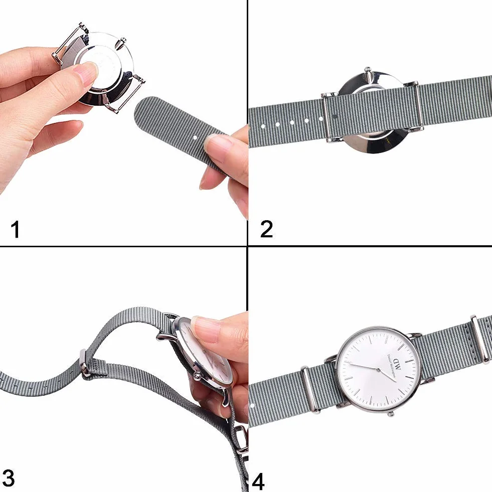 Nylonowy Pasek do Zegarka, Styl NATO, Wybór, długość i Szerokość 16mm 18mm, 20mm, 22mm 24mm, Zamienne Paski Balistyczne dla Mężczyzn i kobiet, Czarno-szary, 18mm, Wytrzymały