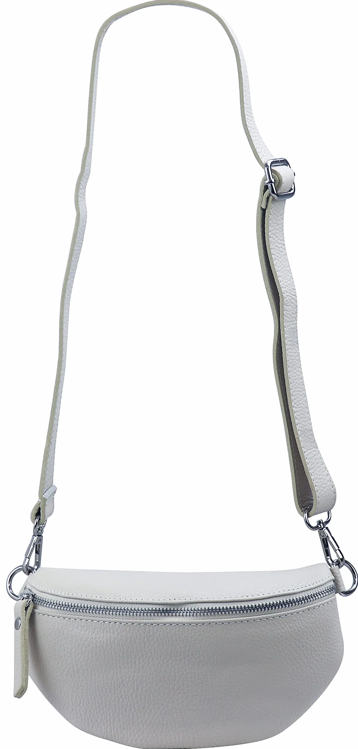 SH Leder ® Torba biodrowa z prawdziwej skóry dla kobiet i mężczyzn, uniseks, na festiwal, podróż, torba na brzuch, mała torba Crossbody Bag damska skórzana torba 23 x 12 cm AVA G292, jasnoszary, S