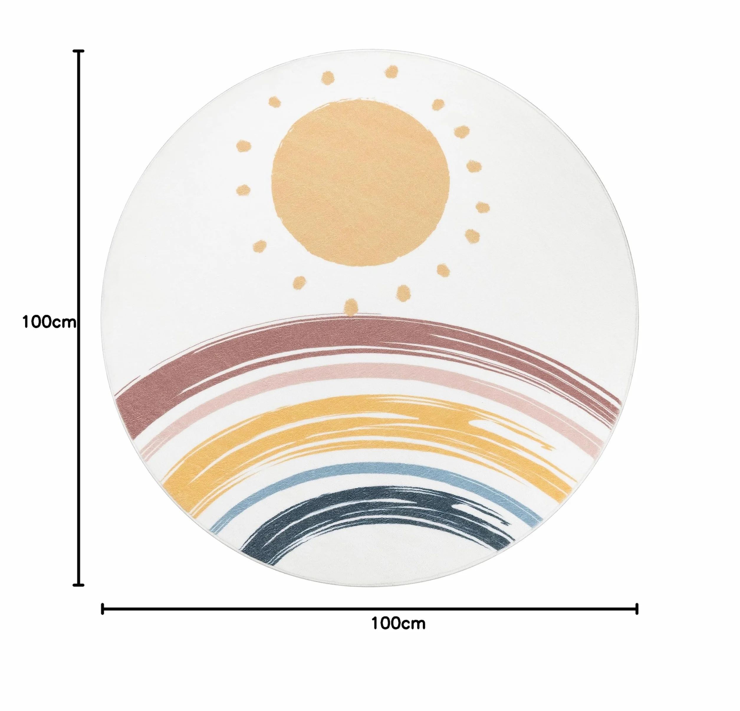 Paco Home Dywan Okrągły Dla Dzieci Tęczowy 100 cm Biały