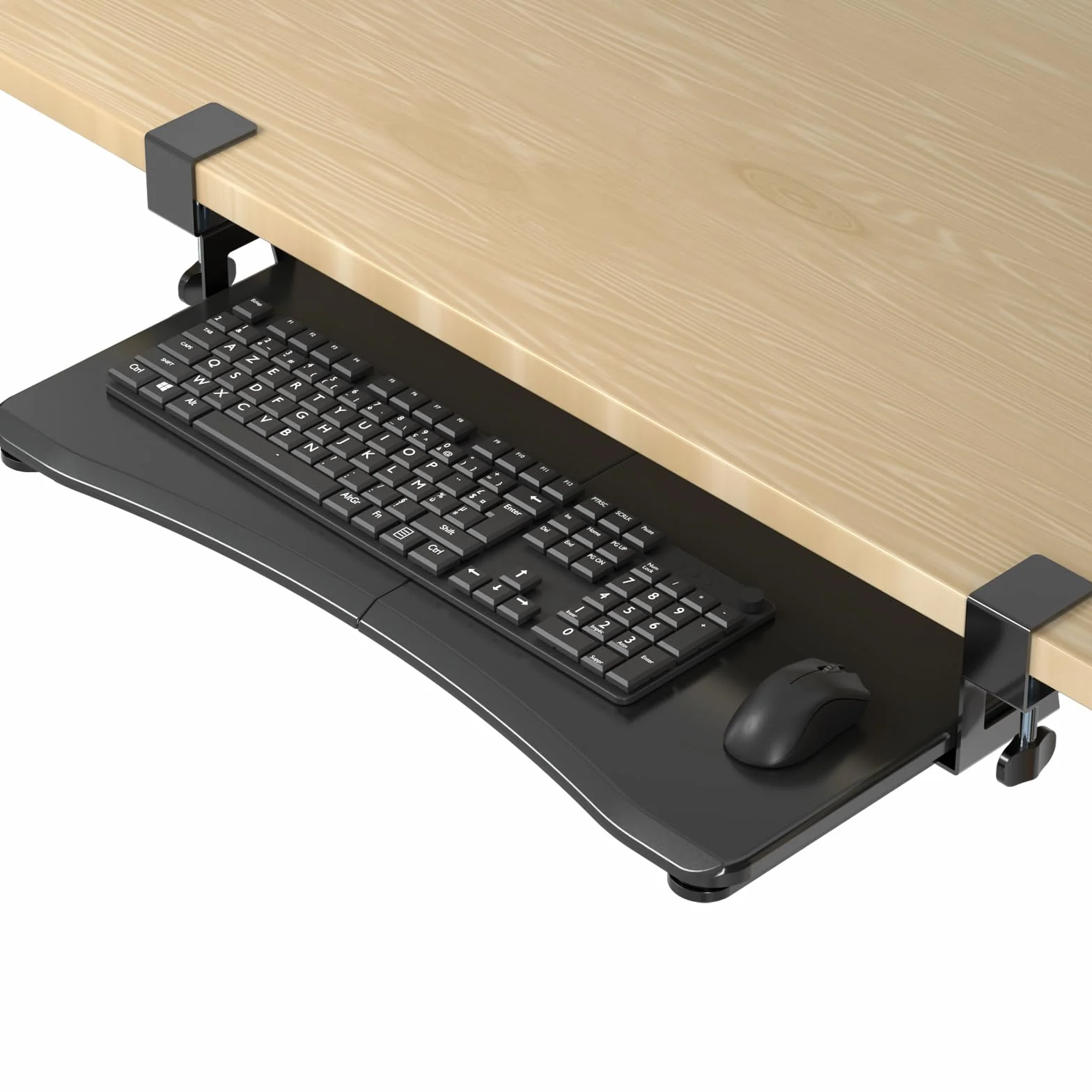 Suptek Półka na klawiaturę pod biurkiem, wysuwana z zaciskiem C, 650x300 mm, czarna DSF1