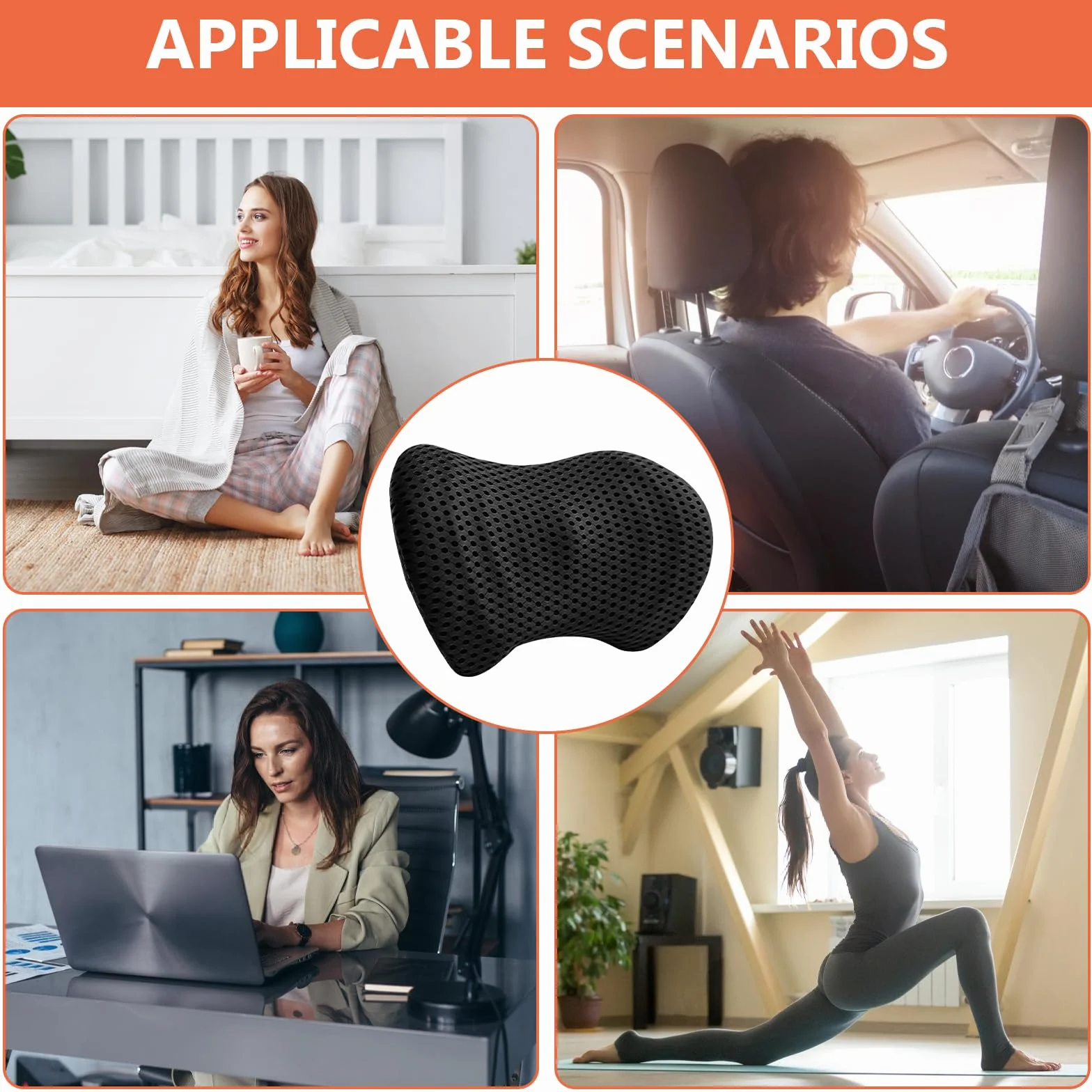 SUNOYA Poduszka lędźwiowa, poduszka pod plecy, poduszka lędźwiowa, poduszka podpierająca do fotela biurowego i fotelika samochodowego, ergonomiczna konstrukcja do łóżka kręgowego lędźwiowego, łagodzi