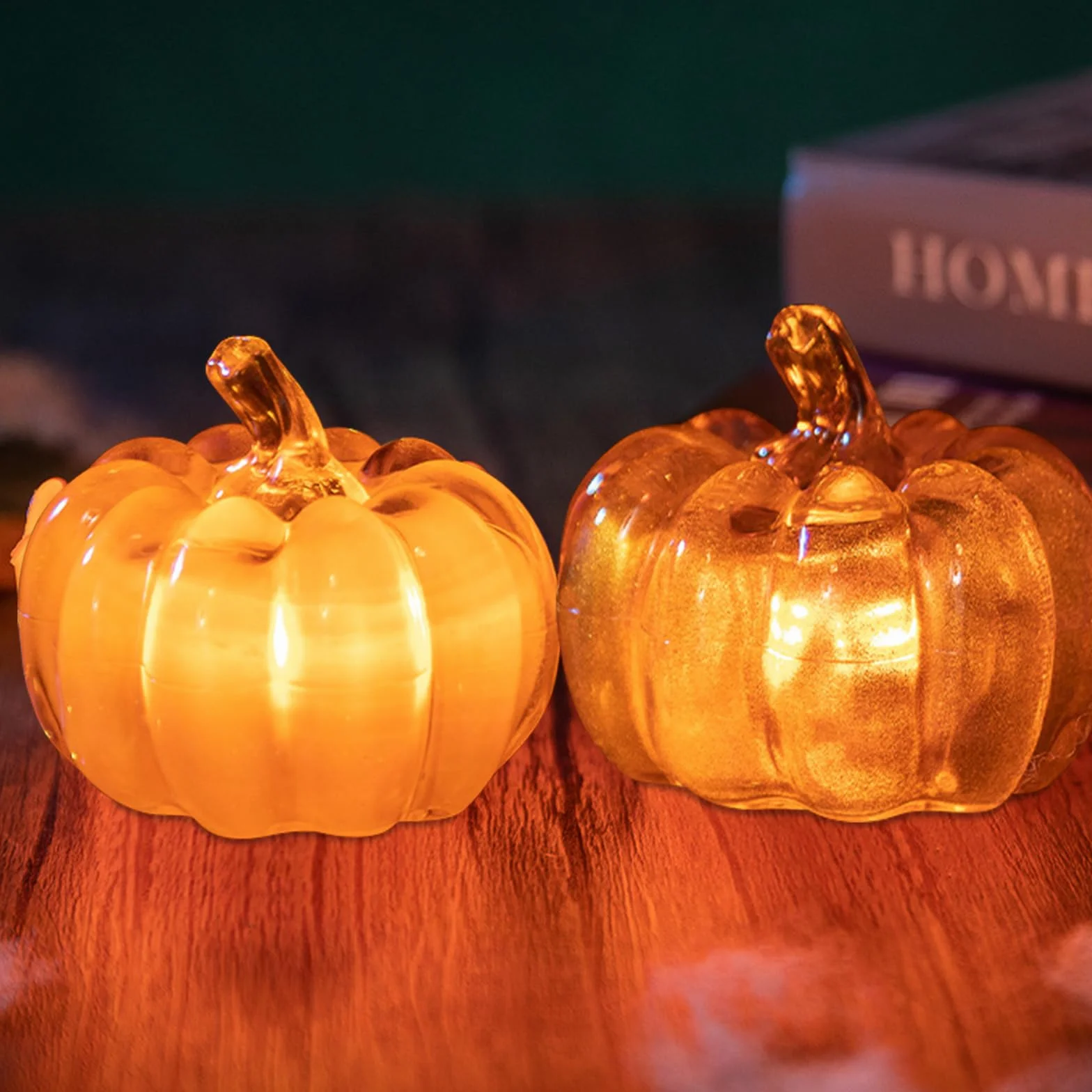 Dekoracyjna Dynia na Halloween, 2 sztuki, dekoracja jesienna, dynia ze światłem LED, lampka nocna, zasilana bateriami, na dożynki, Boże Narodzenie, dekoracja stołu