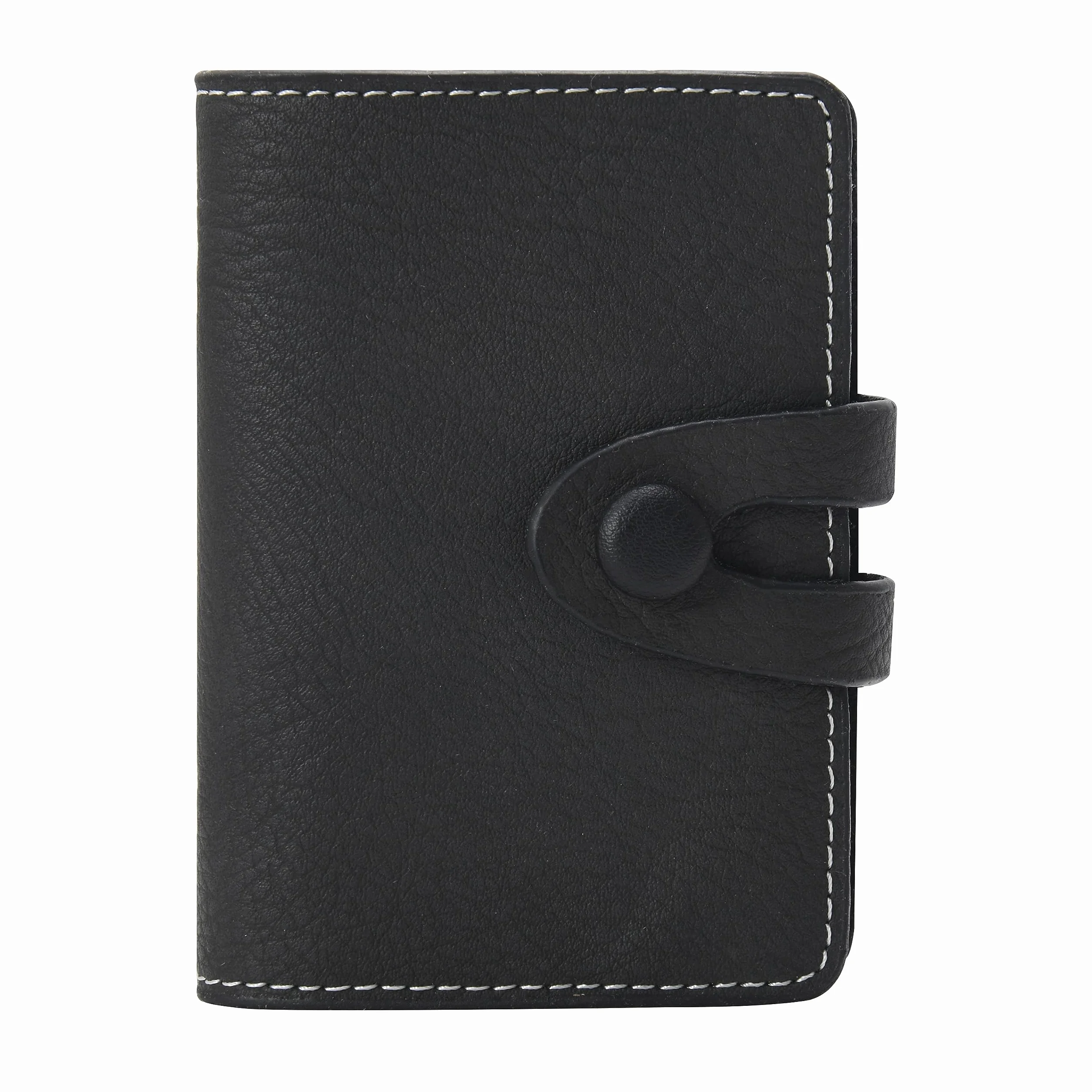 Etui na karty z prawdziwej skóry dla kobiet i mężczyzn, etui na karty kredytowe - 20 kart, czarny, 10.5*7.5*2cm, Nowoczesny