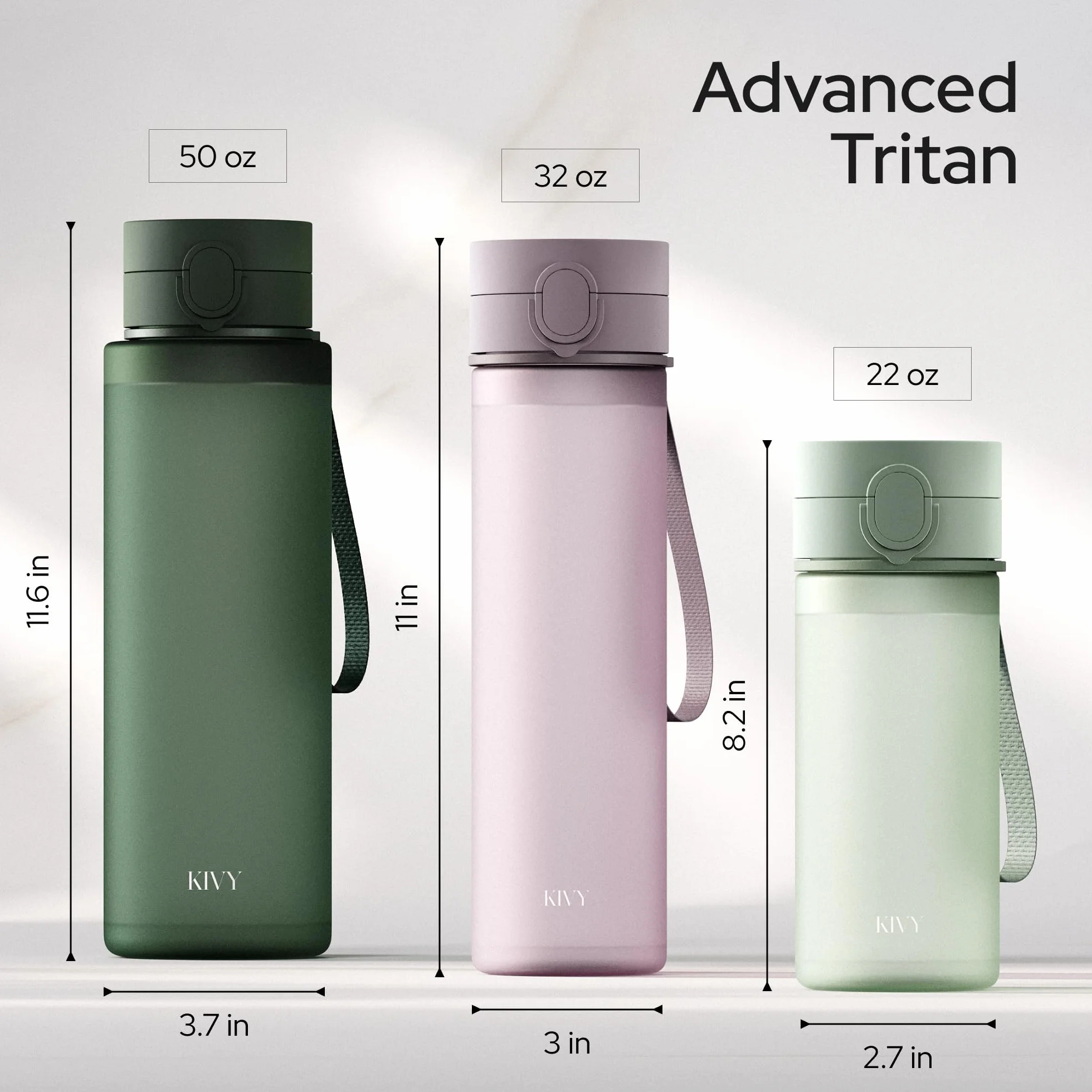 KIVY Butelka do picia z klapką 1500 ml ciemnozielona