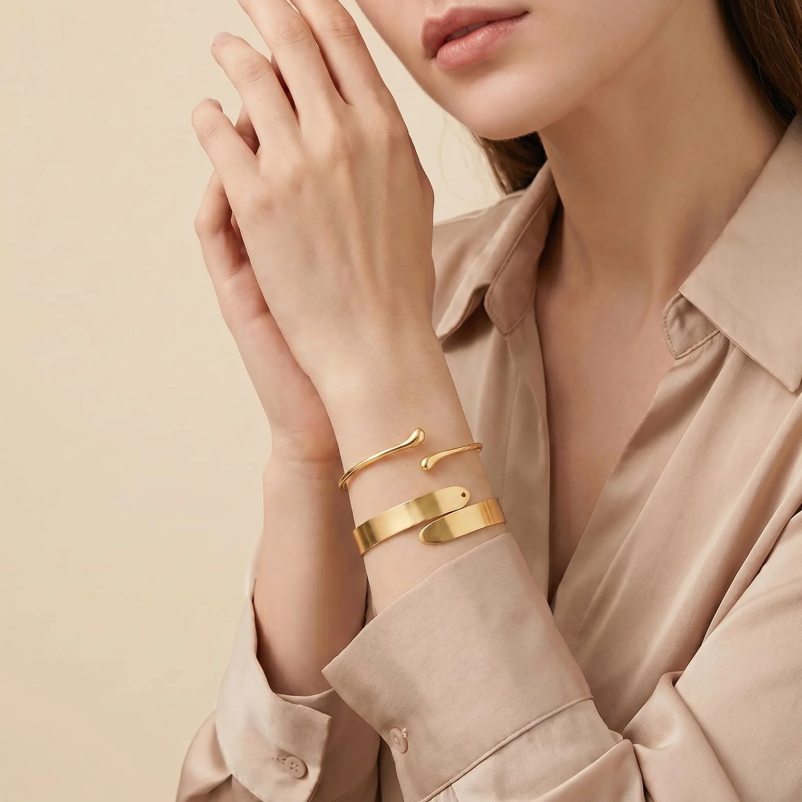 Cobee 6 sztuk bransoletek na ramię, 8 cm, regulowana bransoletka damska, minimalistyczna bransoletka w stylu boho, punk, kręcona, zestaw delikatnych bransoletek dla dziewcząt