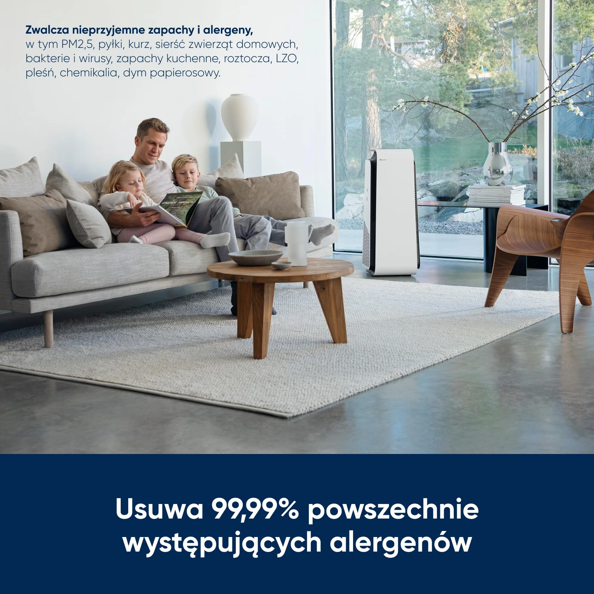 BLUEAIR HealthProtect 7470i Oczyszczacz Powietrza HEPA 91m² Cichy Przeciw Bakteriom Alergenom Wirusom Dymowi Biały