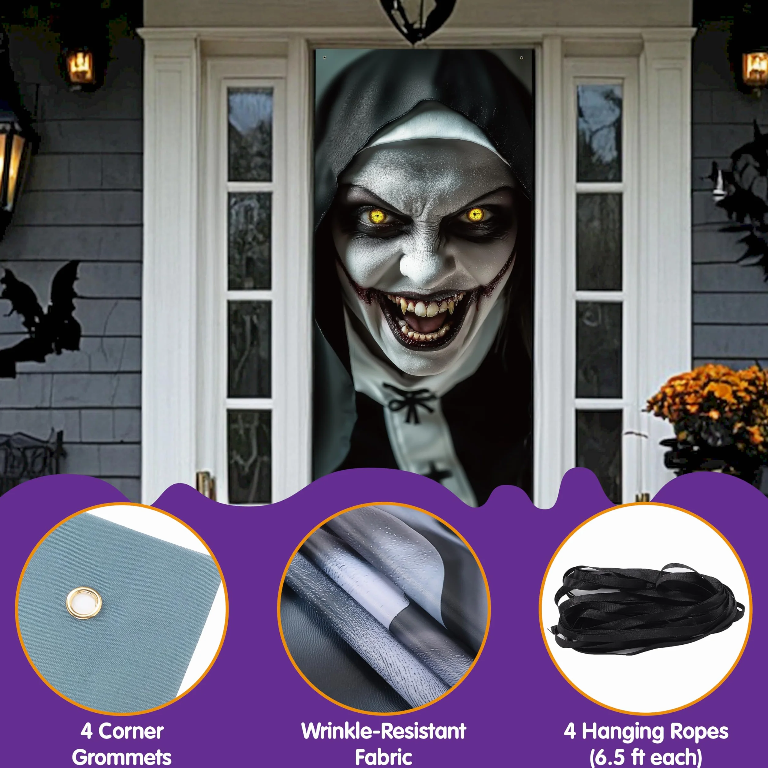 JOYIN Naklejka na drzwi zakonnicy 3D Halloween 200 x 61 cm straszny duch dekoracja tapeta