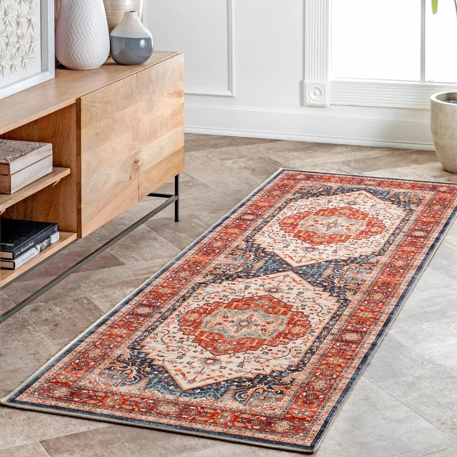 Carvapet Bieżnik antypoślizgowy 60 x 180 cm dywan podłogowy mikrofibra pomarańczowy