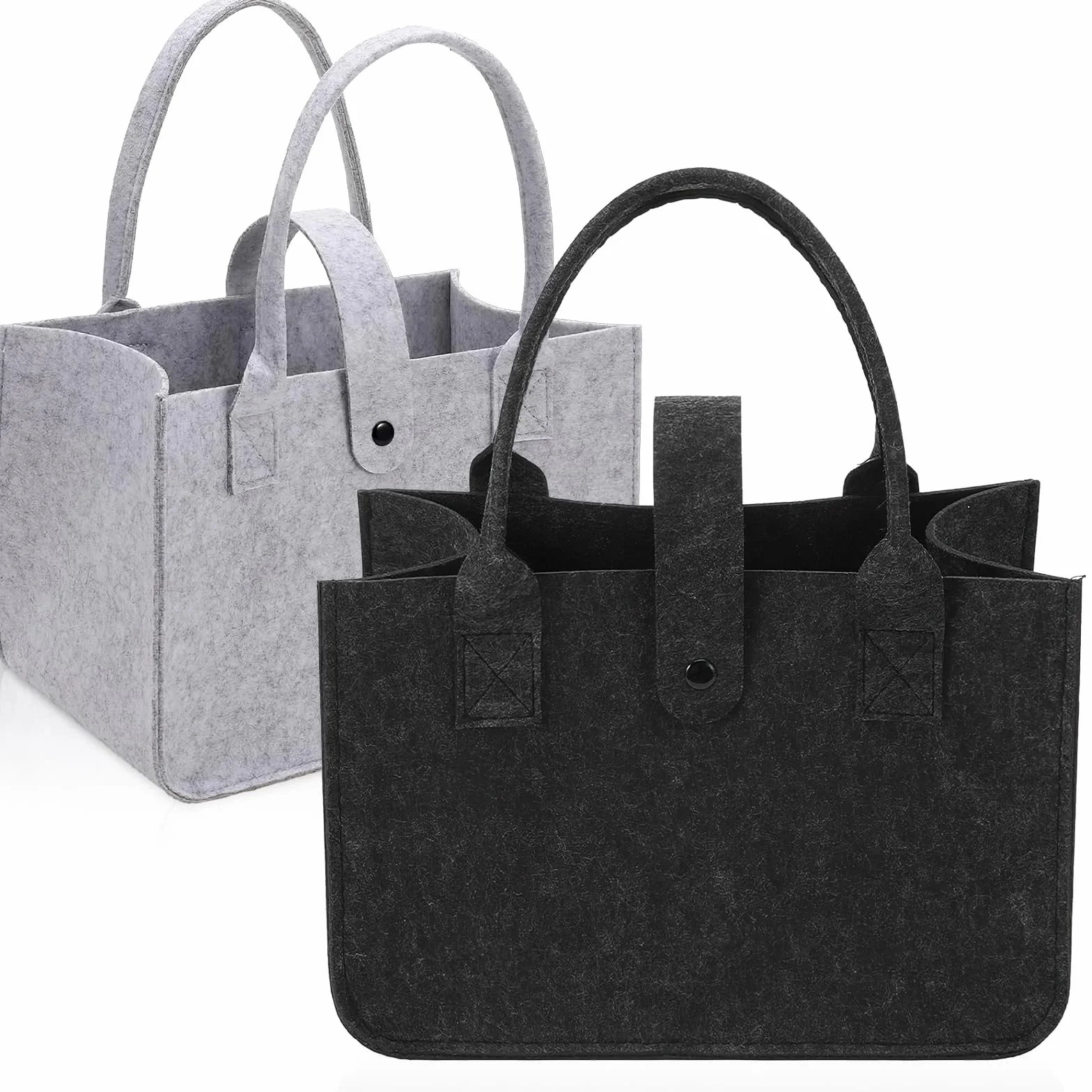 Składane filcowe torby na zakupy 30x20x18 cm czarny szary