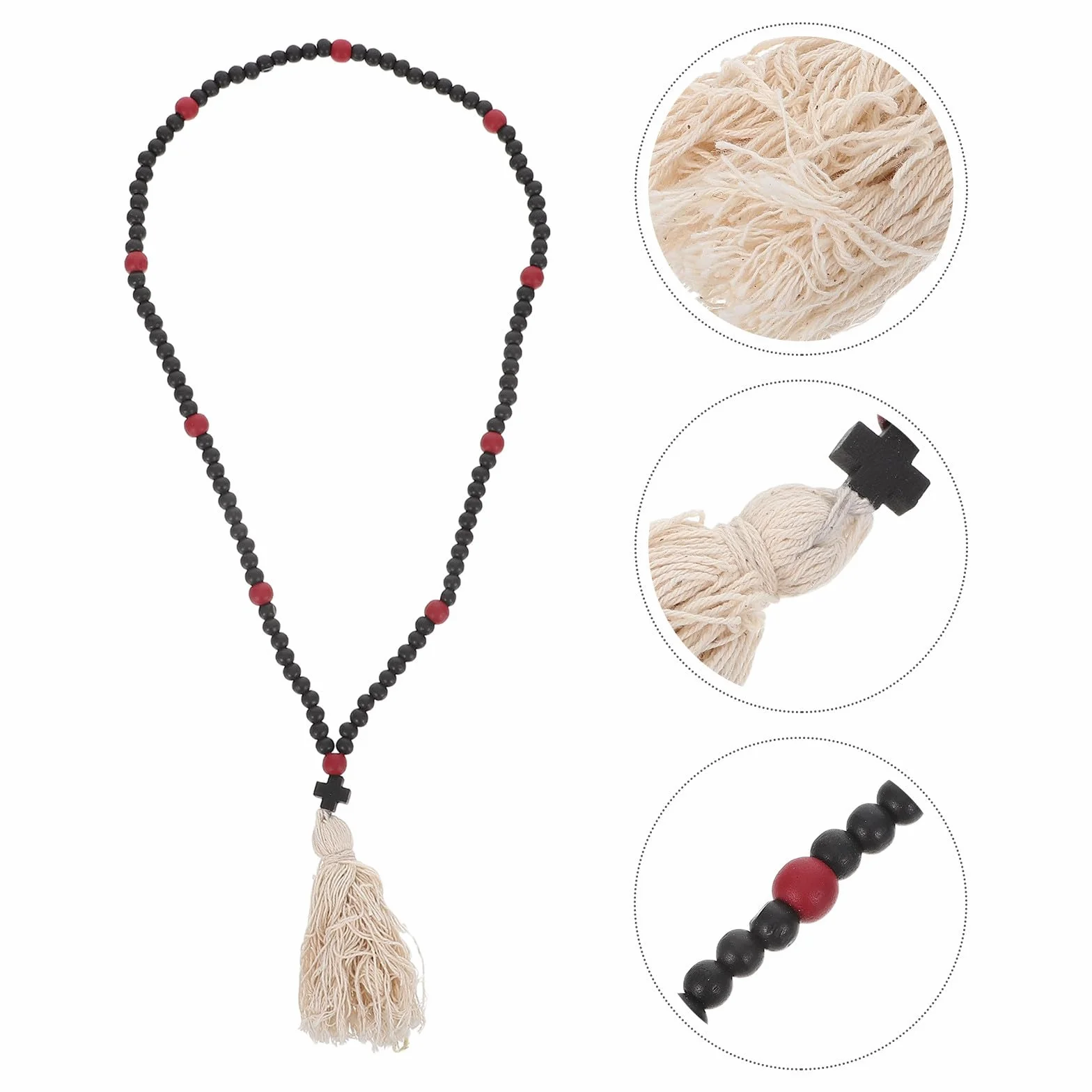Orthodox Prayer Rope with Handknotted Wool Beads Chotki Christian Rosary Cross Charm for Car And Home Protection Blessing Ornament