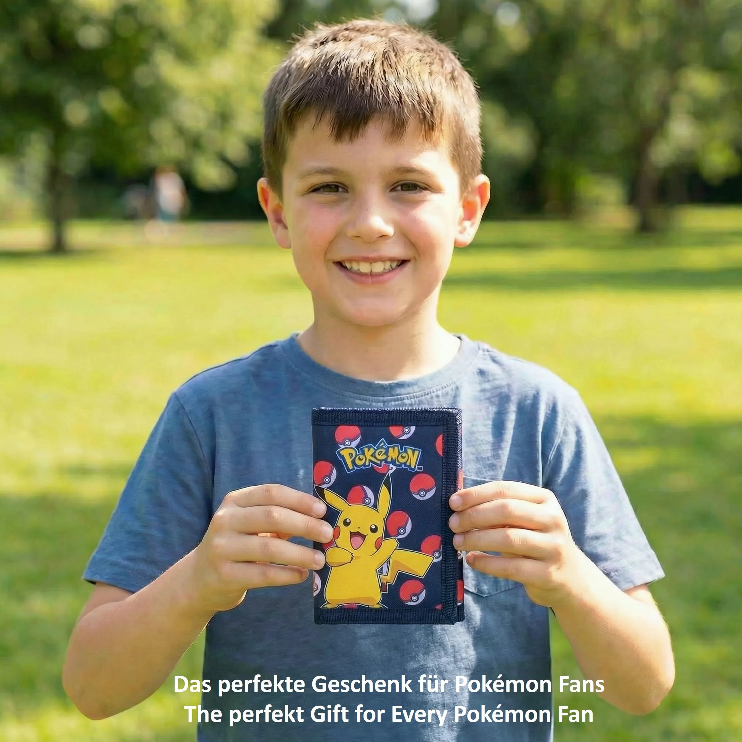 Theonoi Pokémon portfel dziecięcy z motywem Pikachu i Pokéball – oficjalny artykuł dla fanów portfel z kieszenią na monety i zapięciem na rzepy dla chłopców i dziewczynek