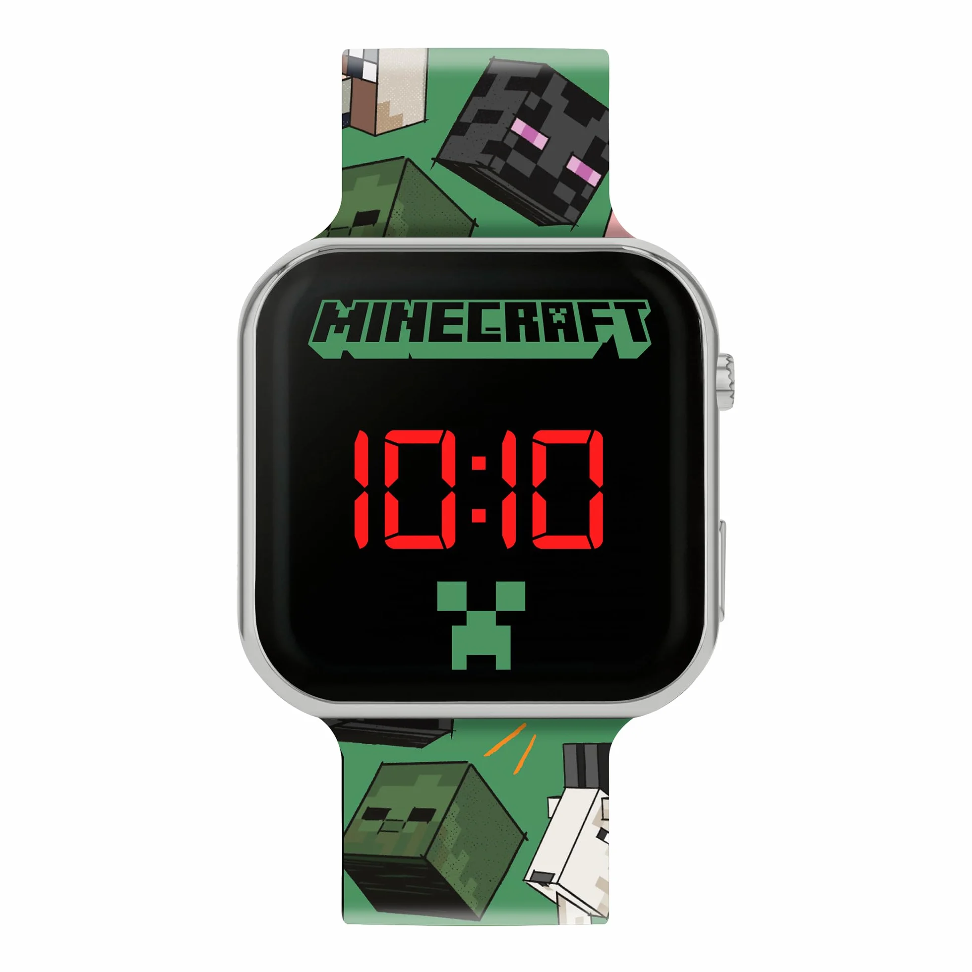 Minecraft Zielony pasek z nadrukiem LED zegarek MIN4230