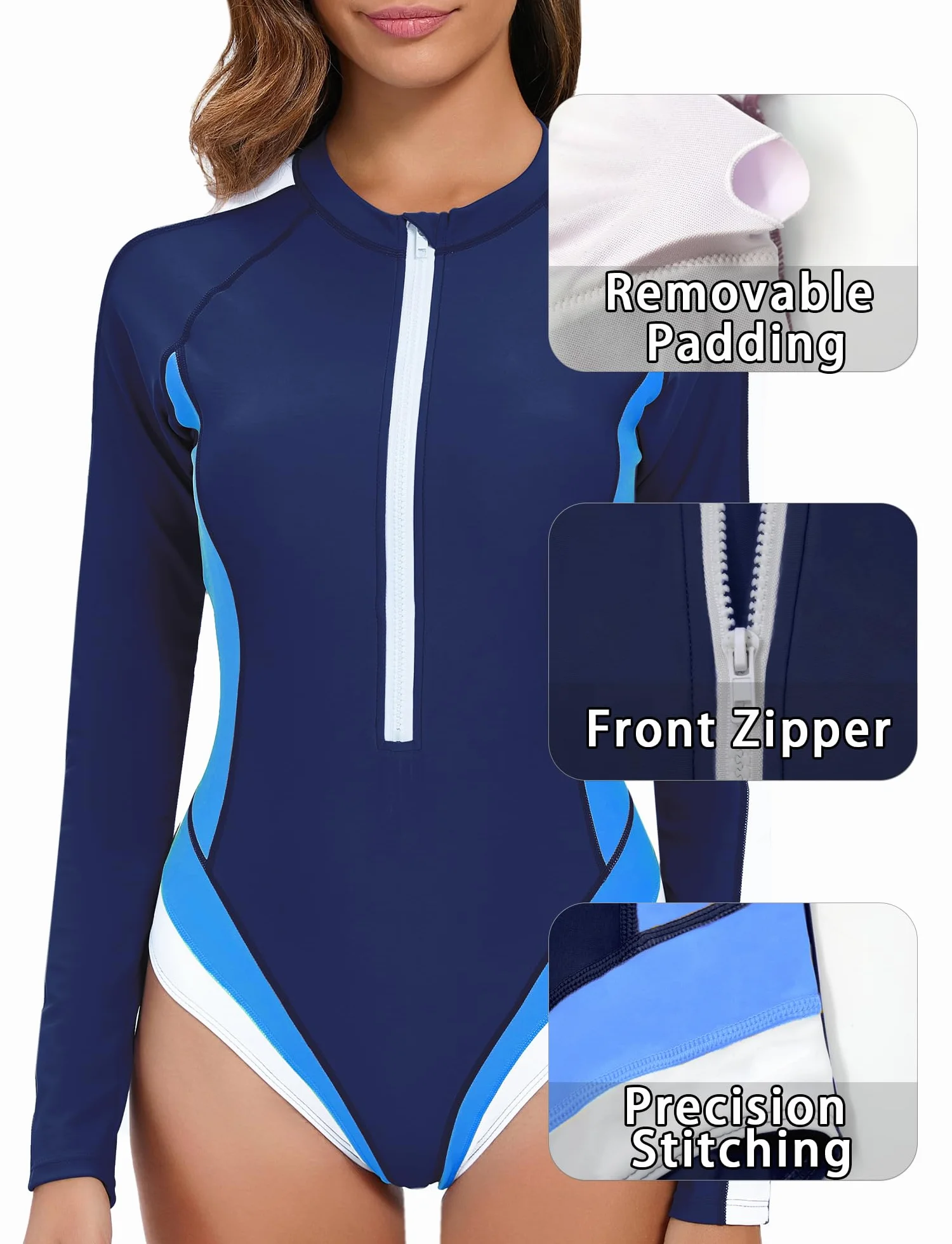 Damski kostium kąpielowy z długim rękawem, jednoczęściowy, ochrona przed słońcem, moda kąpielowa, jednoczęściowy, krój slim fit, S-3XL
