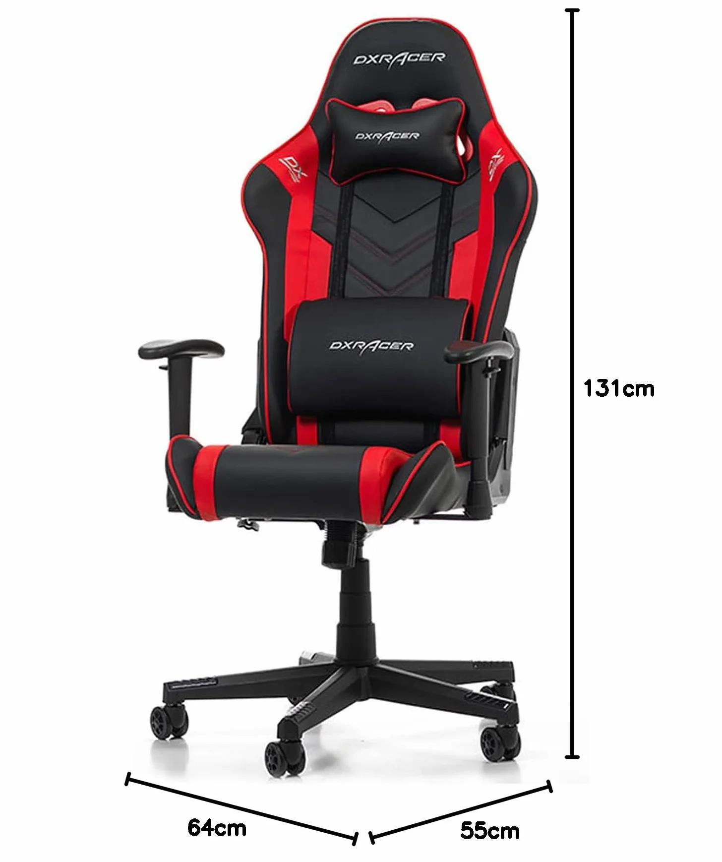 Dxracer Prince P132 Fotel Gamingowy Sztuczna Skóra Czarny Czerwony 185 cm