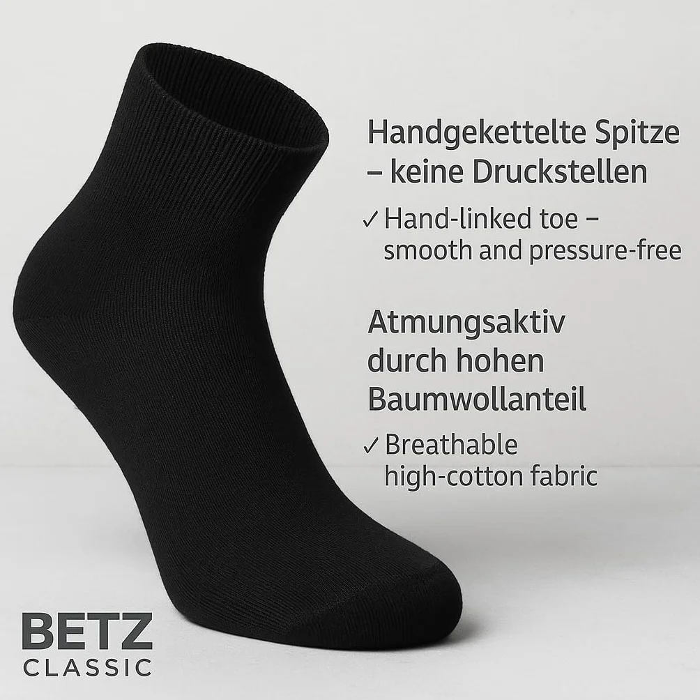 Betz 10|20|30 par skarpet dla kobiet i mężczyzn – bawełna z komfortowym ściągaczem bez uciskających szwów – klasyczne – rozmiary 35 – 50 kolorów czarny, biały, szary