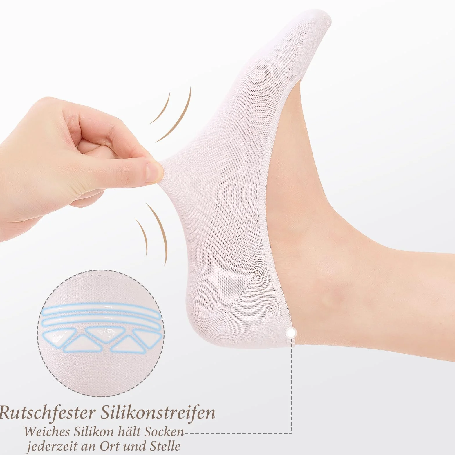 Niofind Damskie skarpety balerinowe, oddychające, niewidoczne skarpety do sneakersów, antypoślizgowe, z silikonową podkładką, bawełniane, krótkie, rozmiar 35-38, 39-42