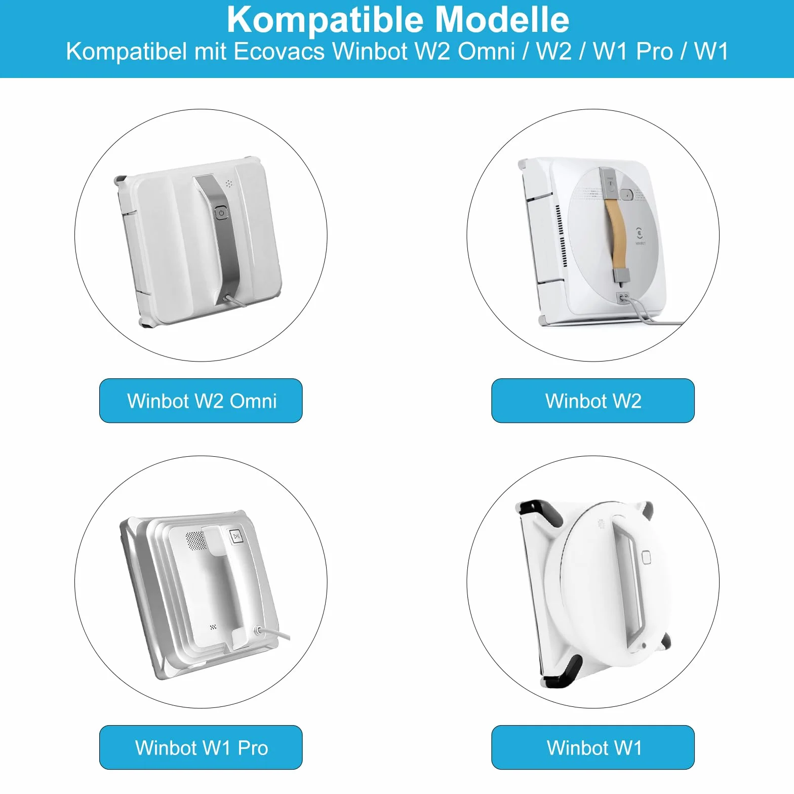 6 sztuk ściereczek do czyszczenia Ecovacs Winbot W2/W2 Omni/W1/W1 Pro/robot do mycia okien, wielokrotnego użytku, nadaje się do prania, robot do czyszczenia okien Ecovacs