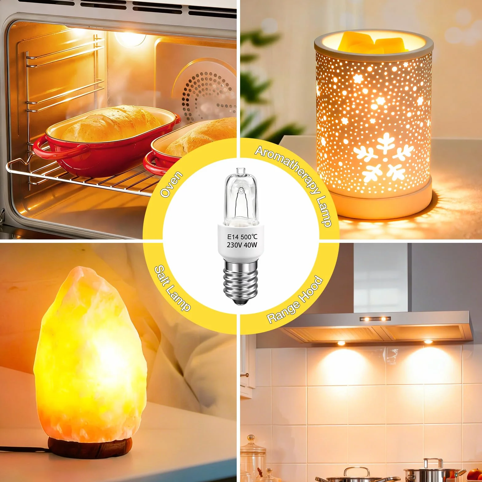 Żarówka E14 do piekarnika 300°C, 230V, ściemnialna, ciepła biel, 2 sztuki