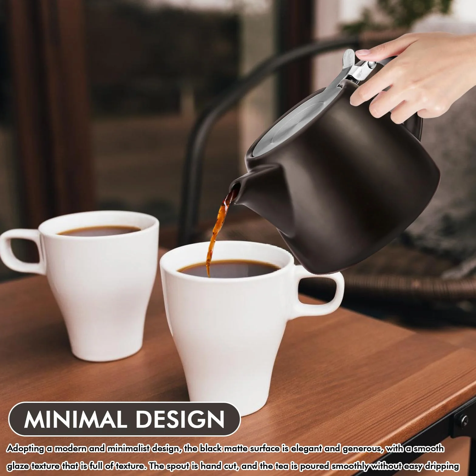 Porcelanowy dzbanek do herbaty z sitkiem 500 ml, stal nierdzewna