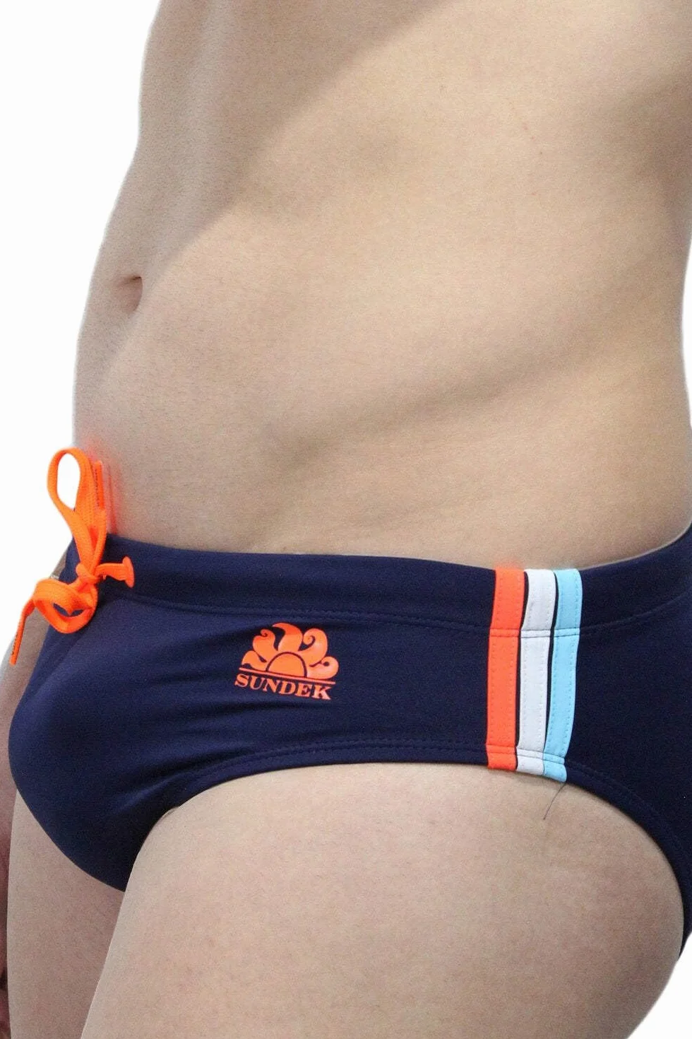 Sundek Costume Slip M279SSL3000 Diwalter Swim 00724 Navy 24 M/Blu Arancio fluo